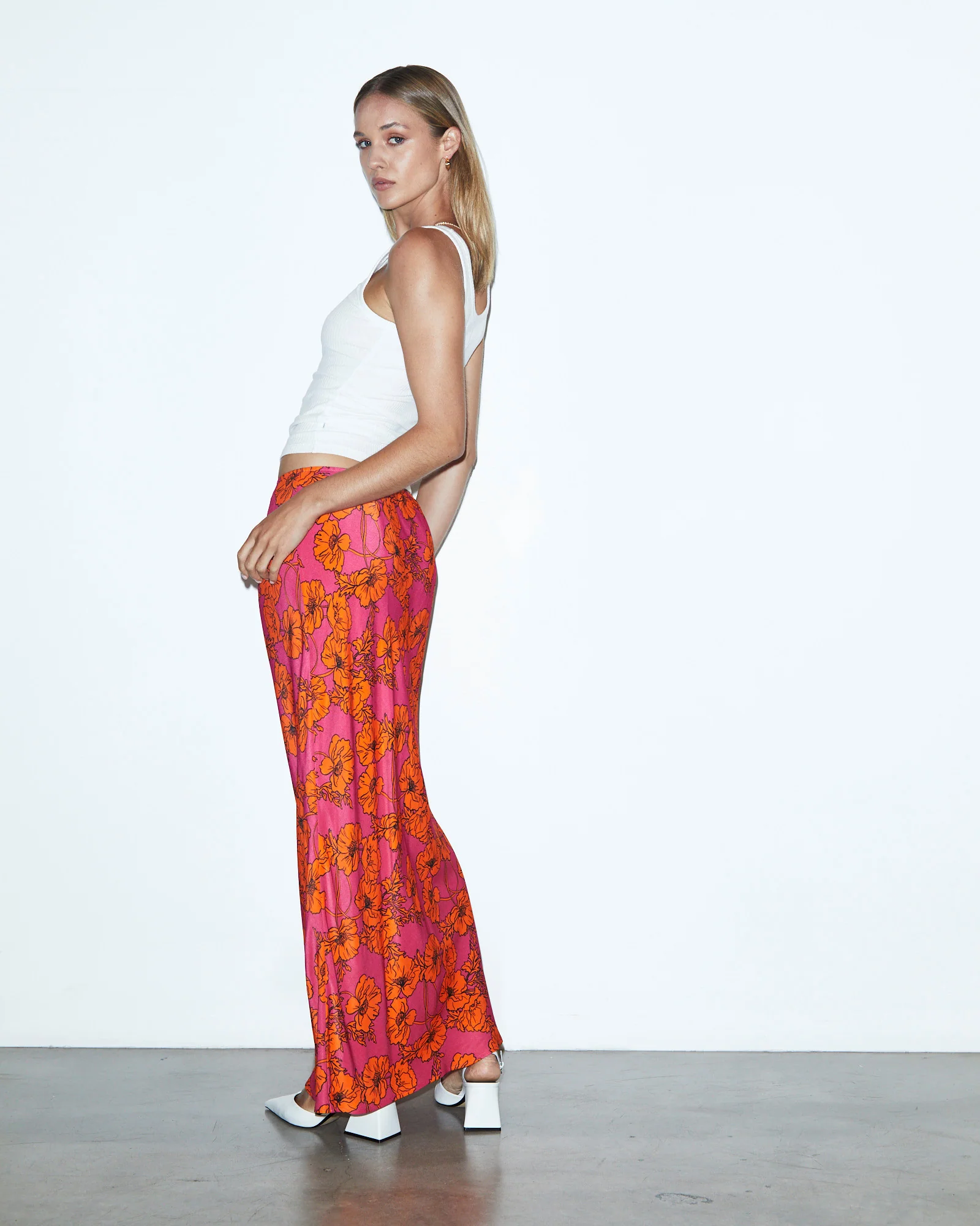 Penelope Bloom Low Rise Midi Skirt Pink - Image 4