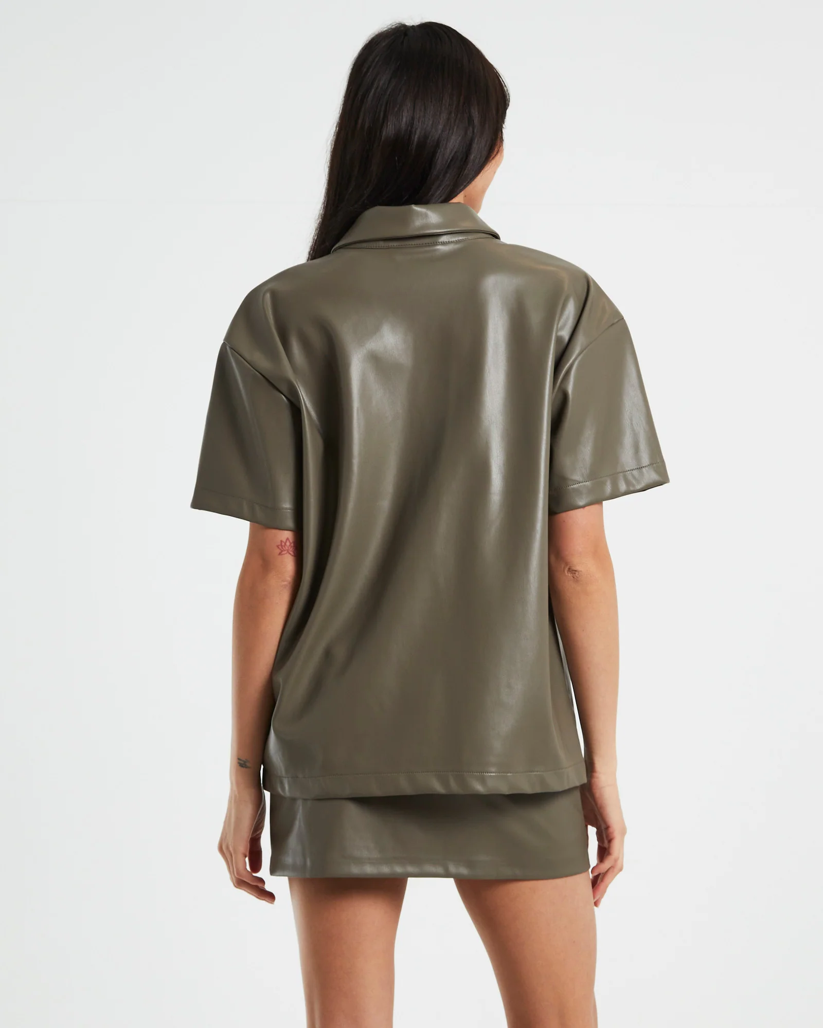 Phoebe Leather Look Shirt - Image 2
