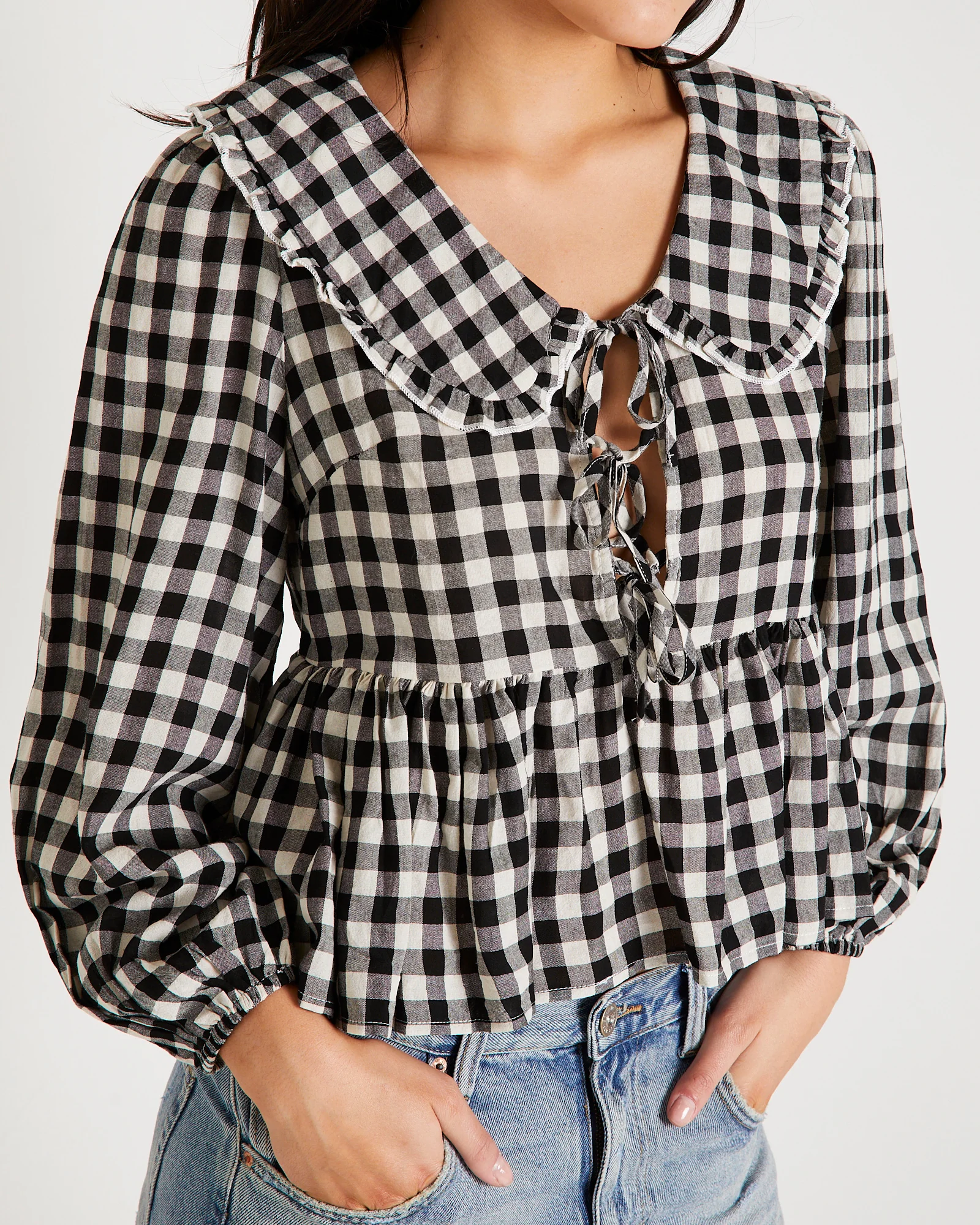 Picnic Gingham Collared Blouse - Image 6