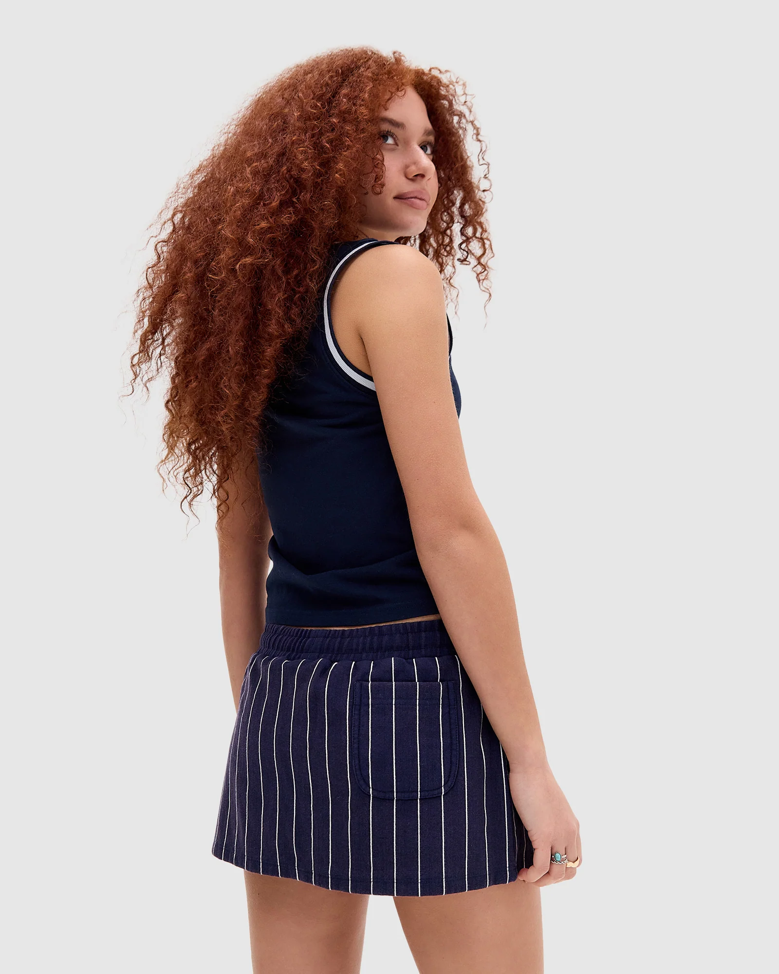 Pinstripe Mini Skirt - Image 2
