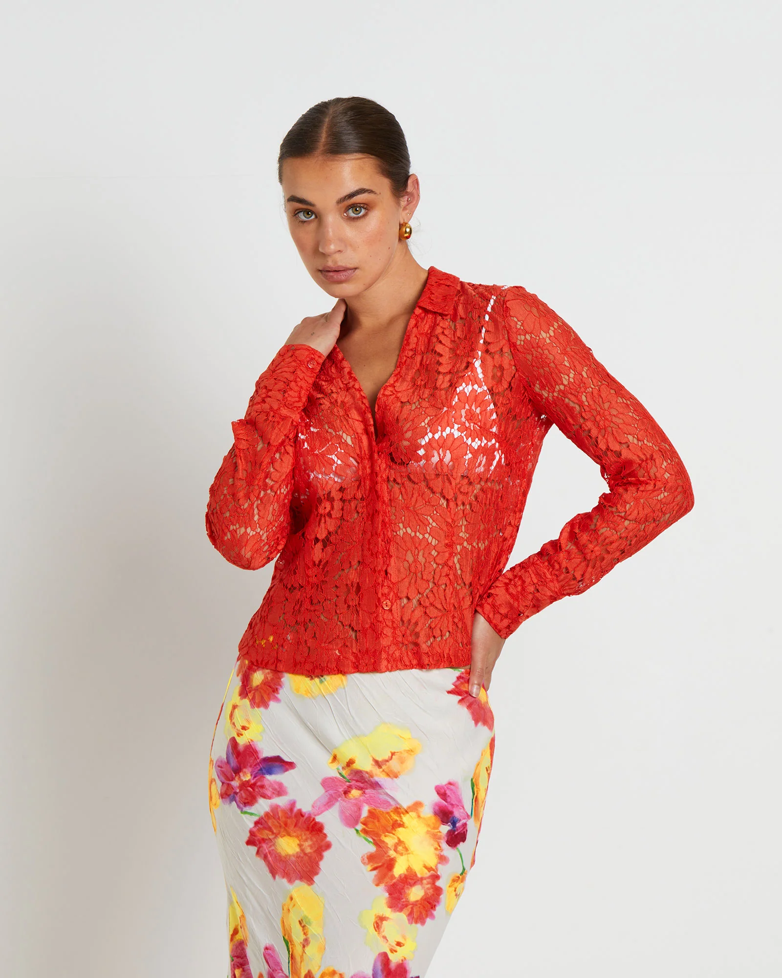 Pip Sheer Lace Long Sleeve Shirt - Image 6