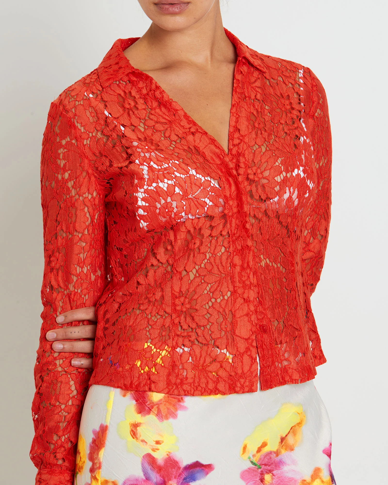 Pip Sheer Lace Long Sleeve Shirt - Image 7