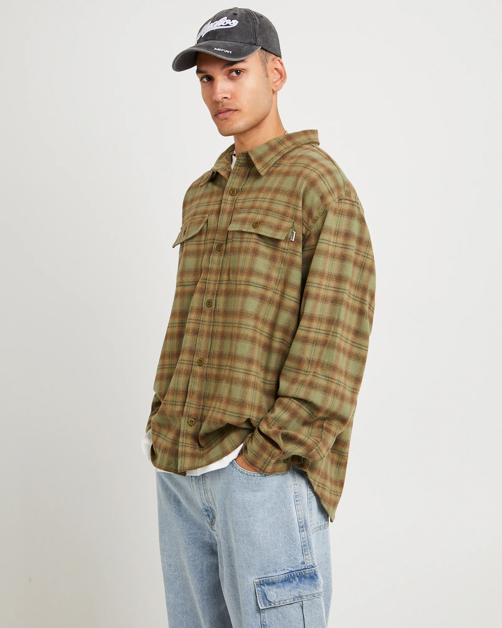 Plaid Long Sleeve Overshirt - Image 3
