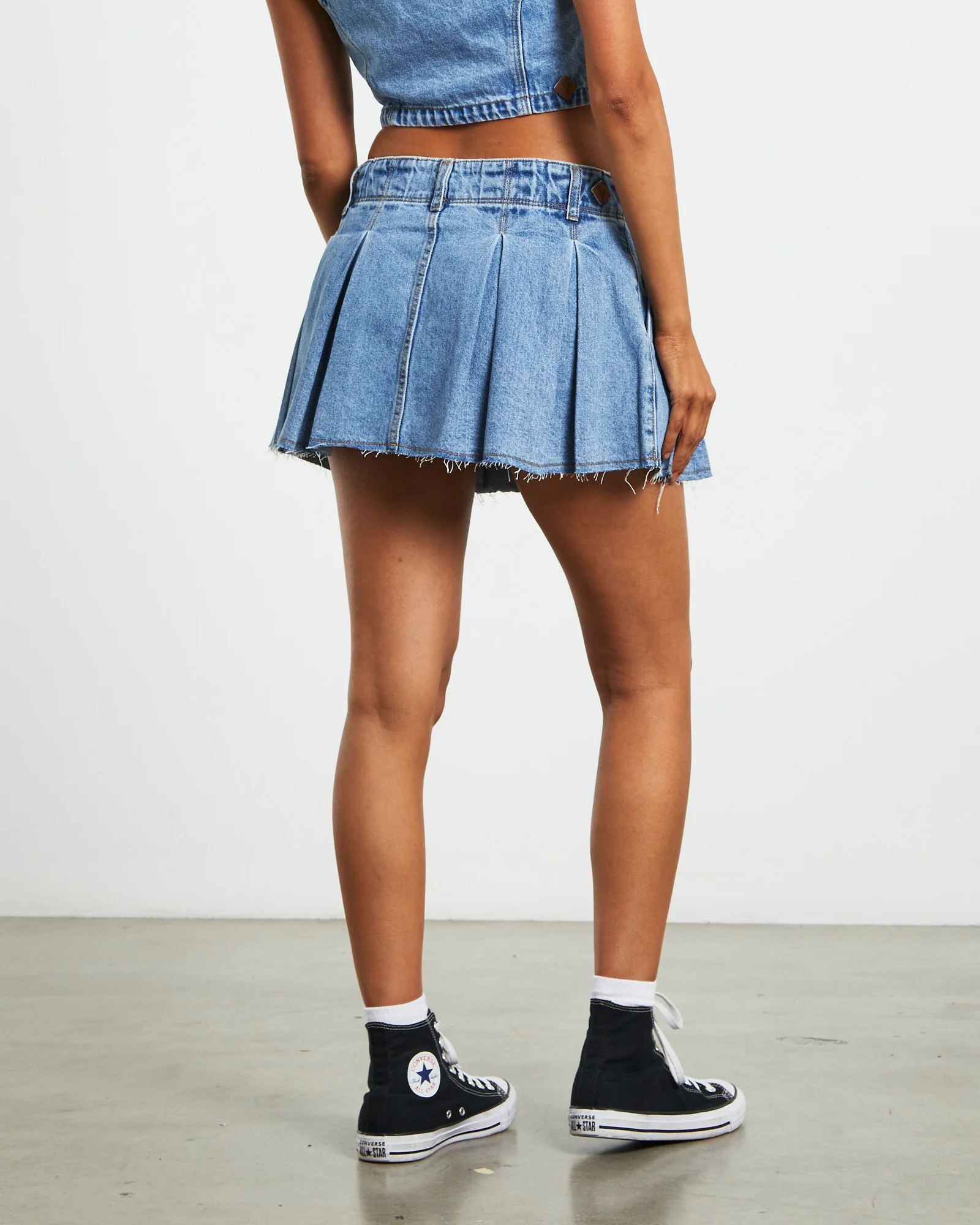 Pleated Denim Mini Skirt in Georgia - Image 3