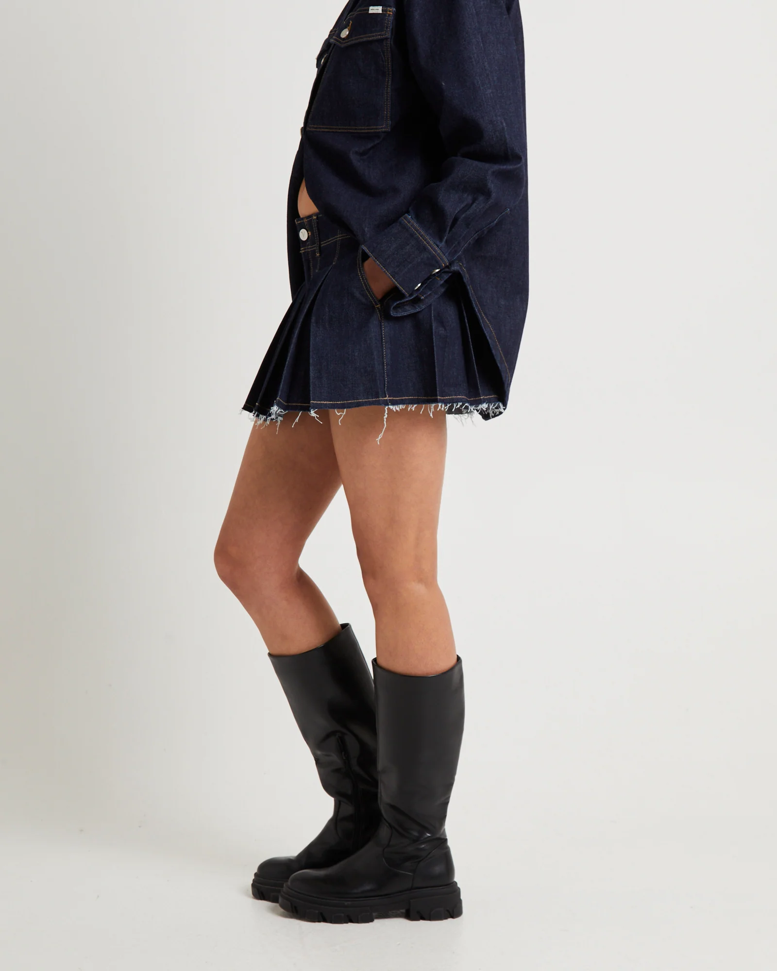 Pleated Denim Mini Skirt Lila - Image 4