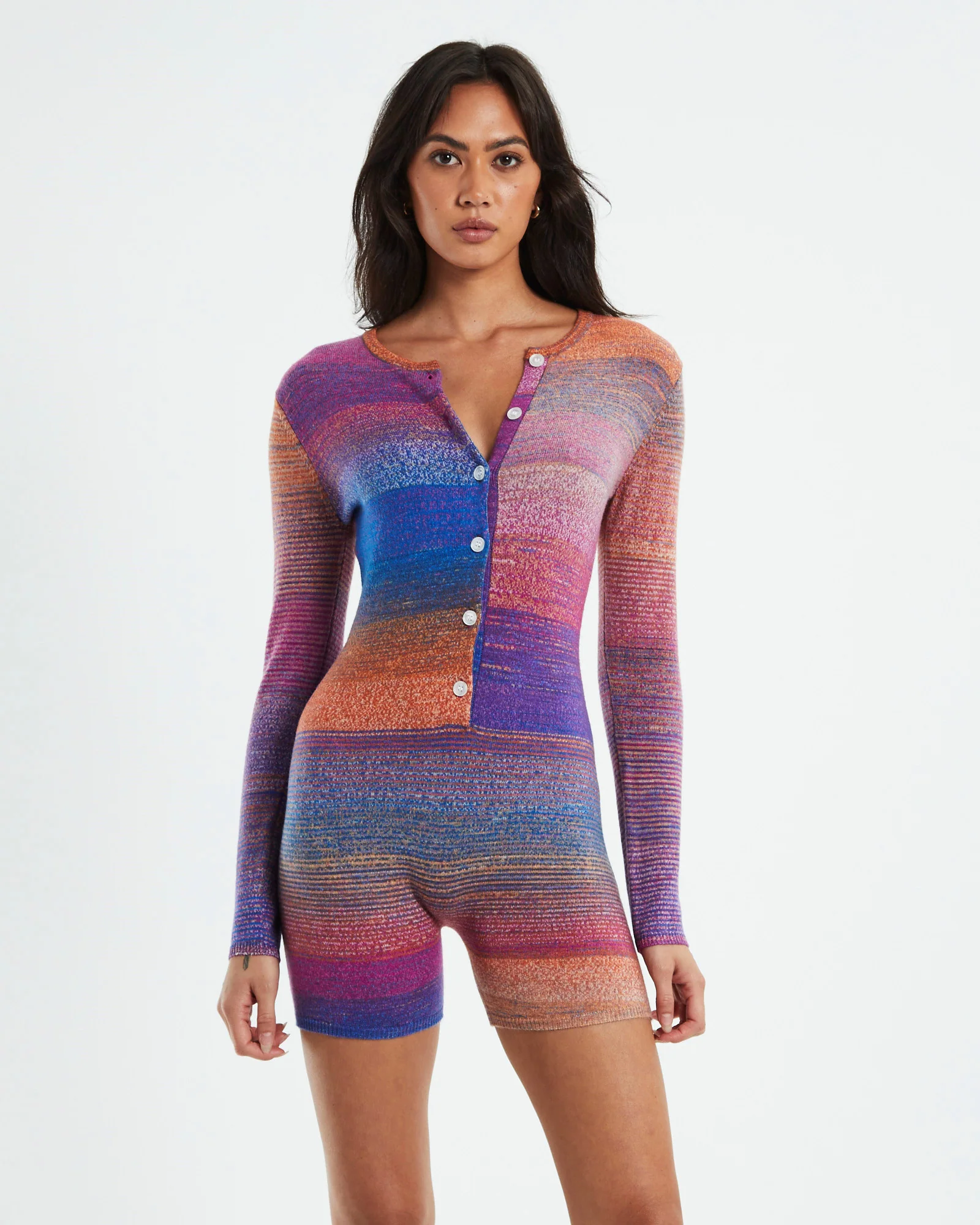 Pnoom Button Up Romper Powder Blue/ Violet