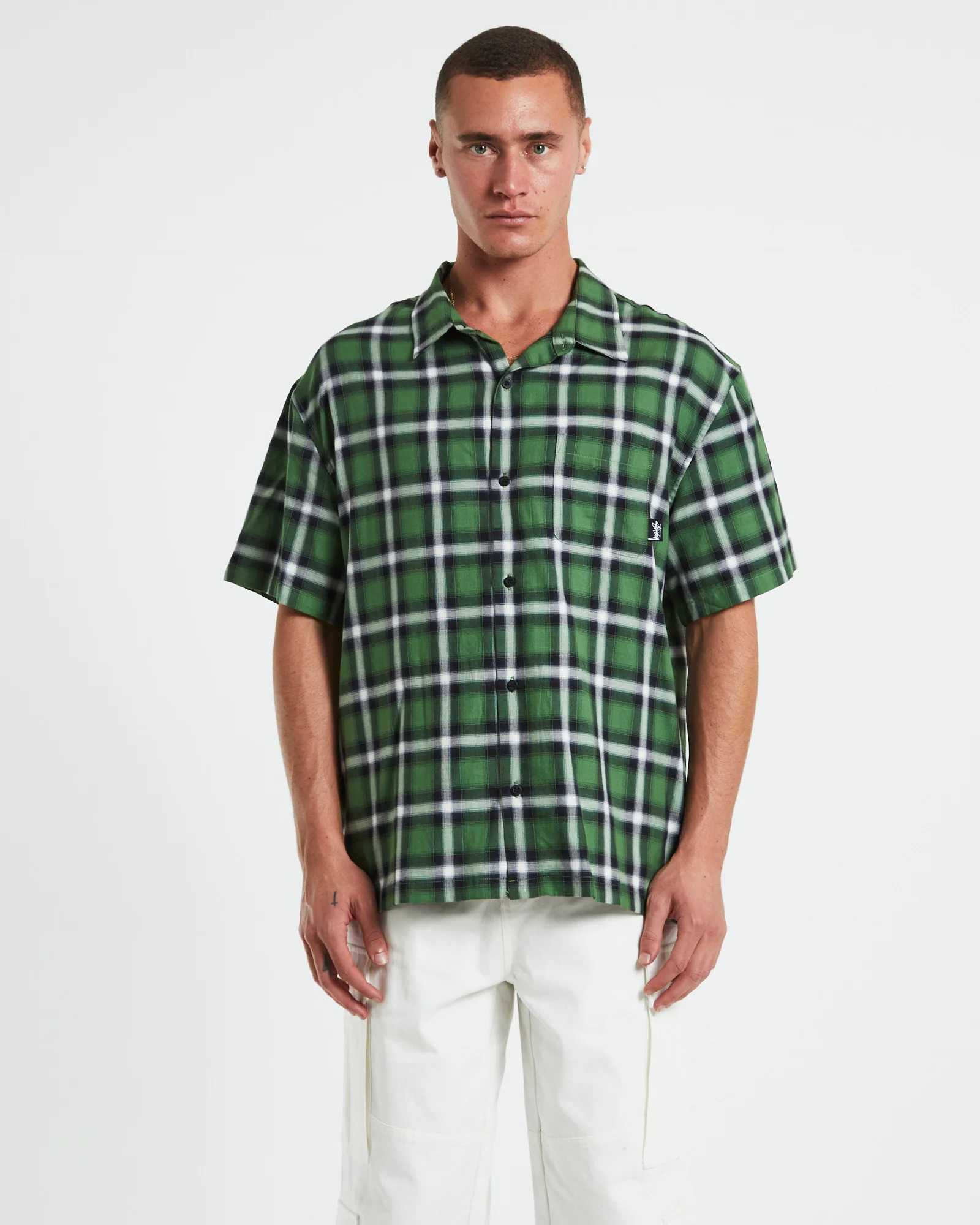 Pocket Check Ss Shirt Green