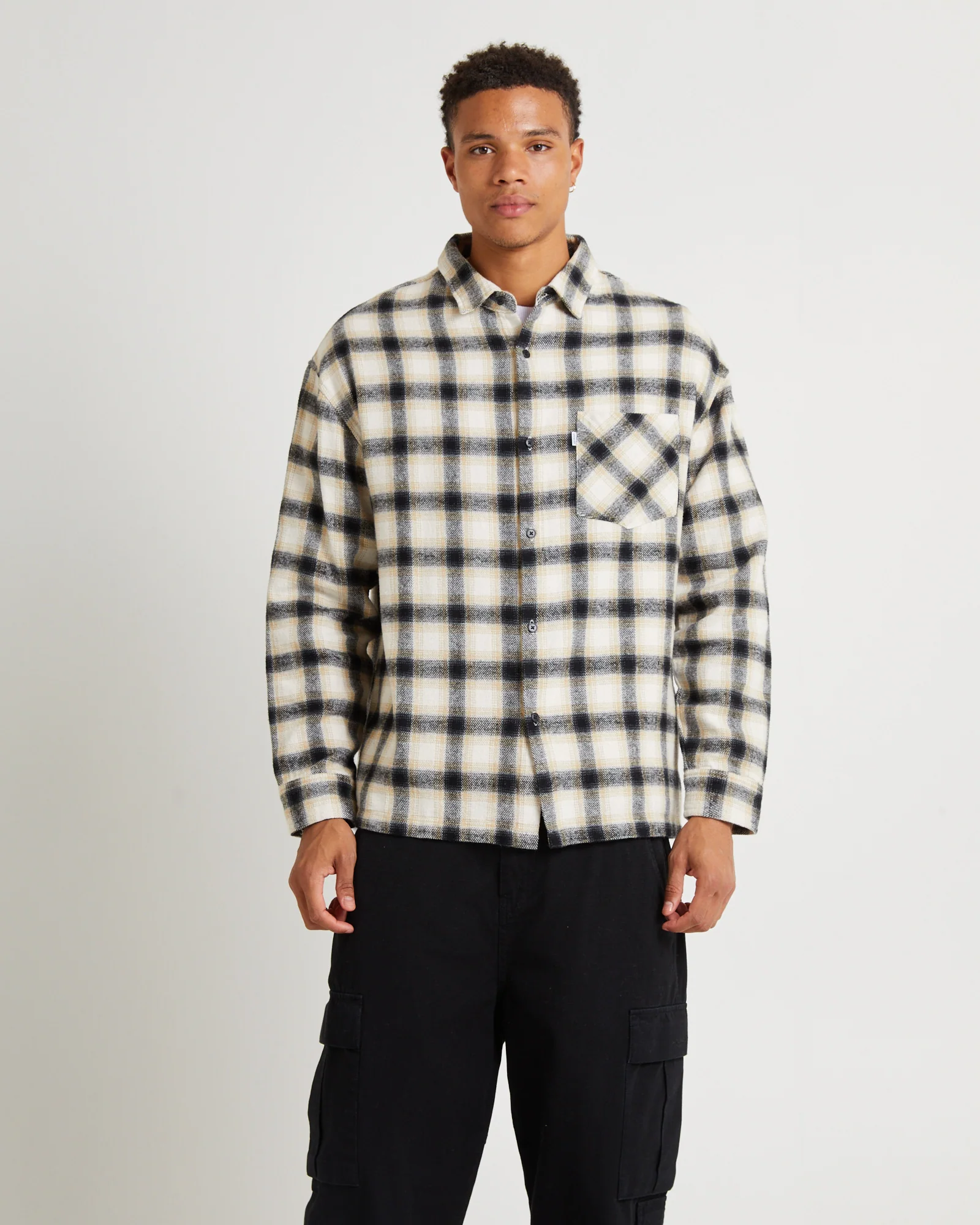Portland Long Sleeve Flanno Off White
