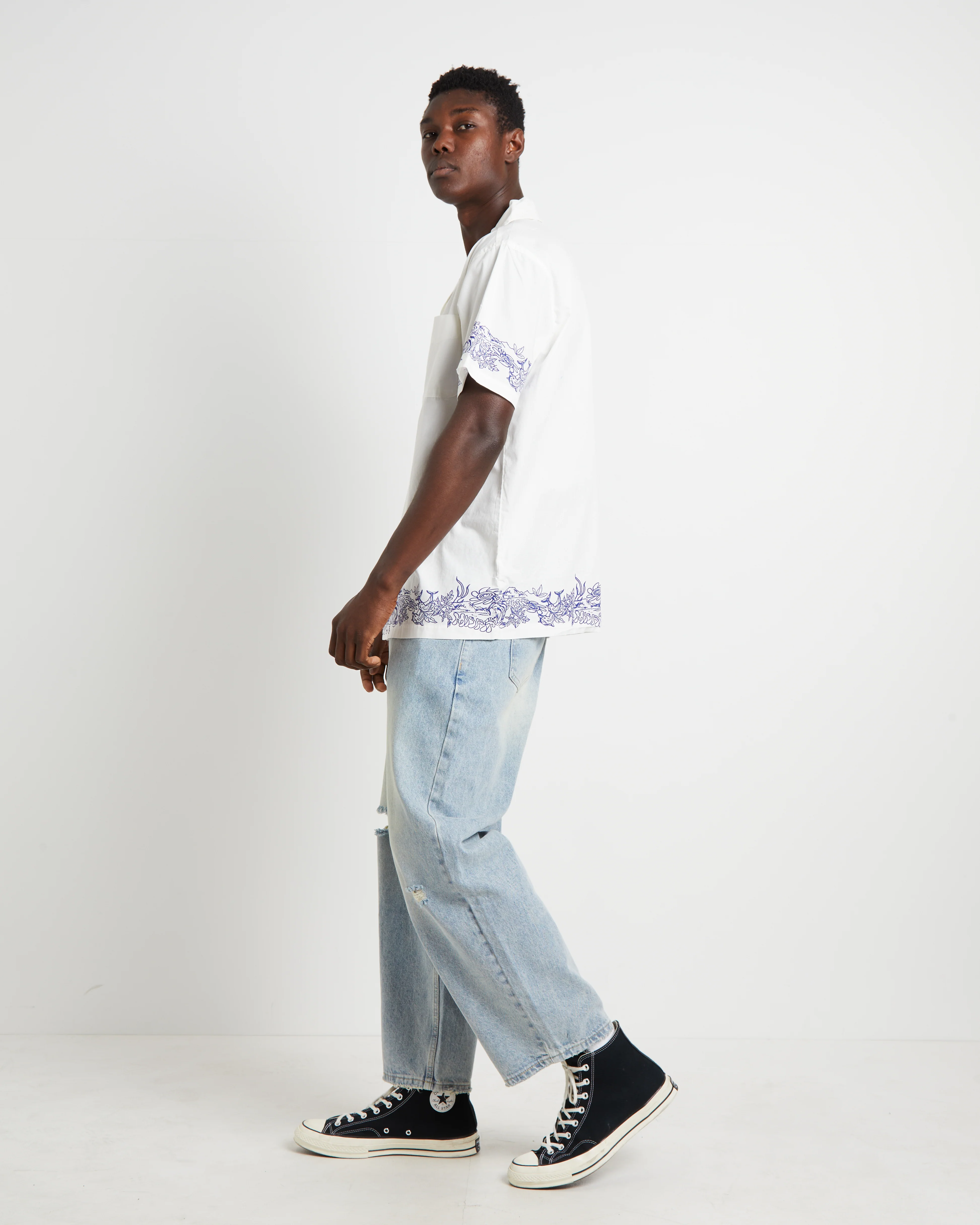 Precious Cosmos Short Sleeve Shirt in Washed White - Image 4