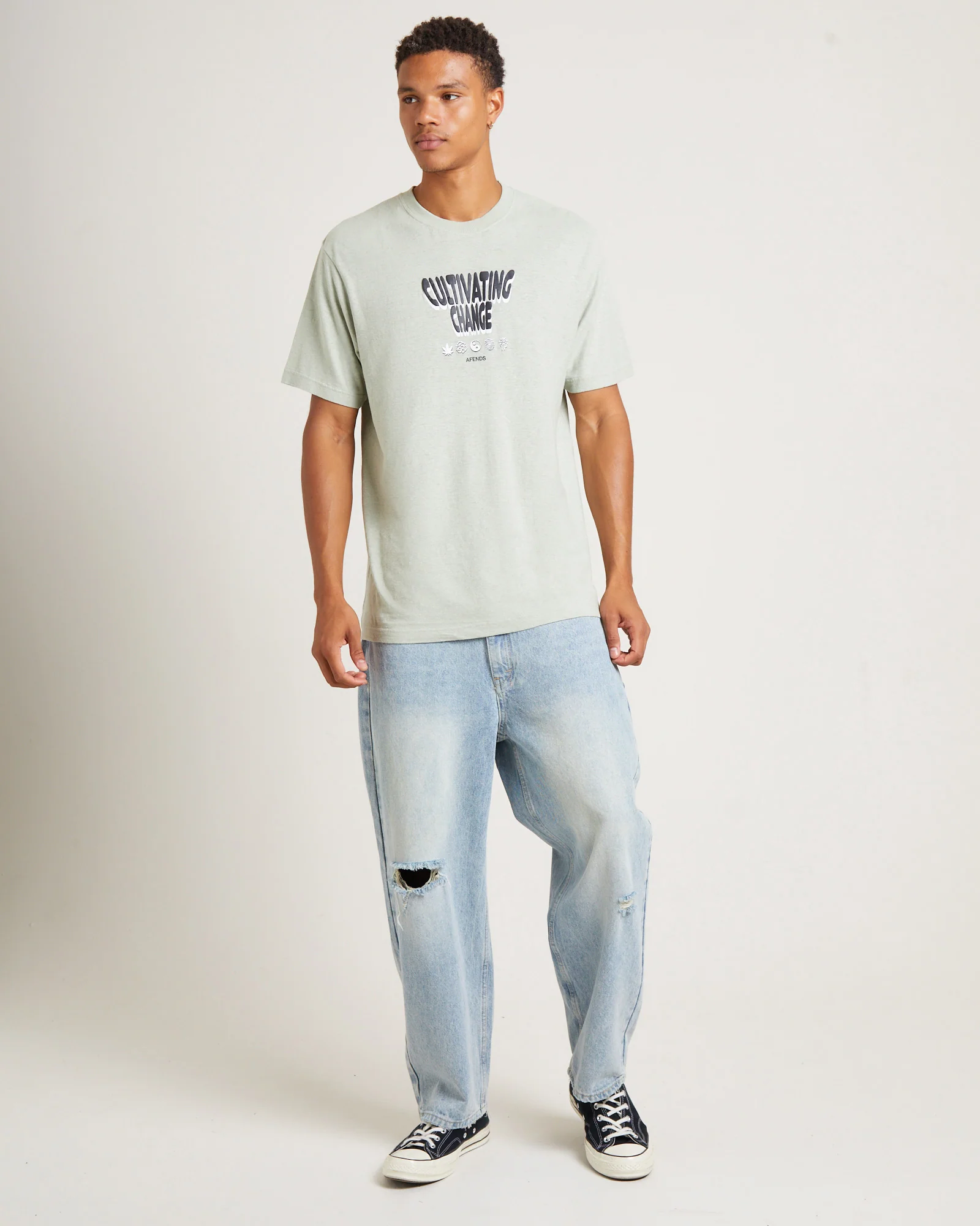 Proclaim Hemp Retro Fit Short Sleeve T-Shirt in Eucalyptus - Image 3