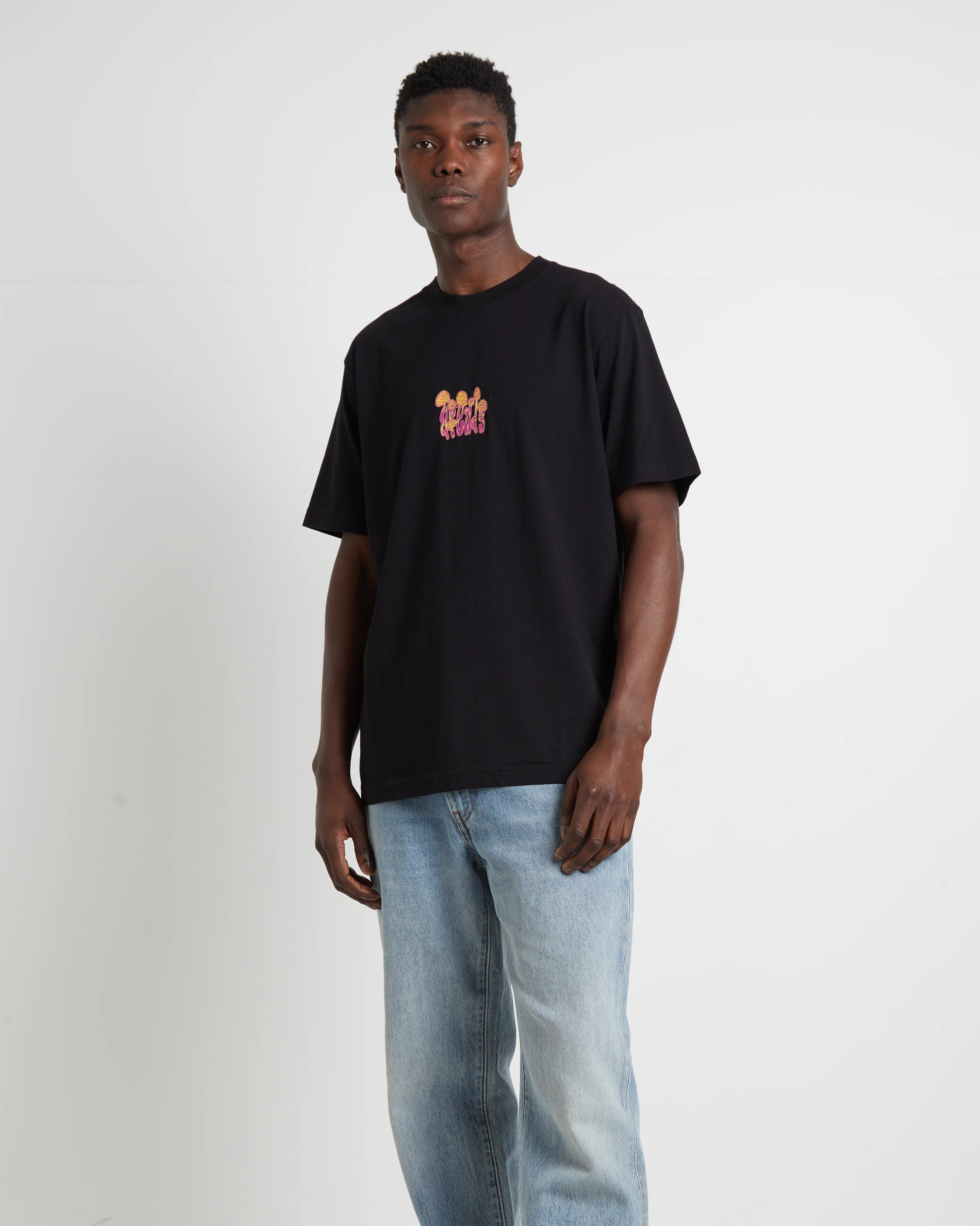 Psychedelic Retro Fit Short Sleeve T-Shirt in Black