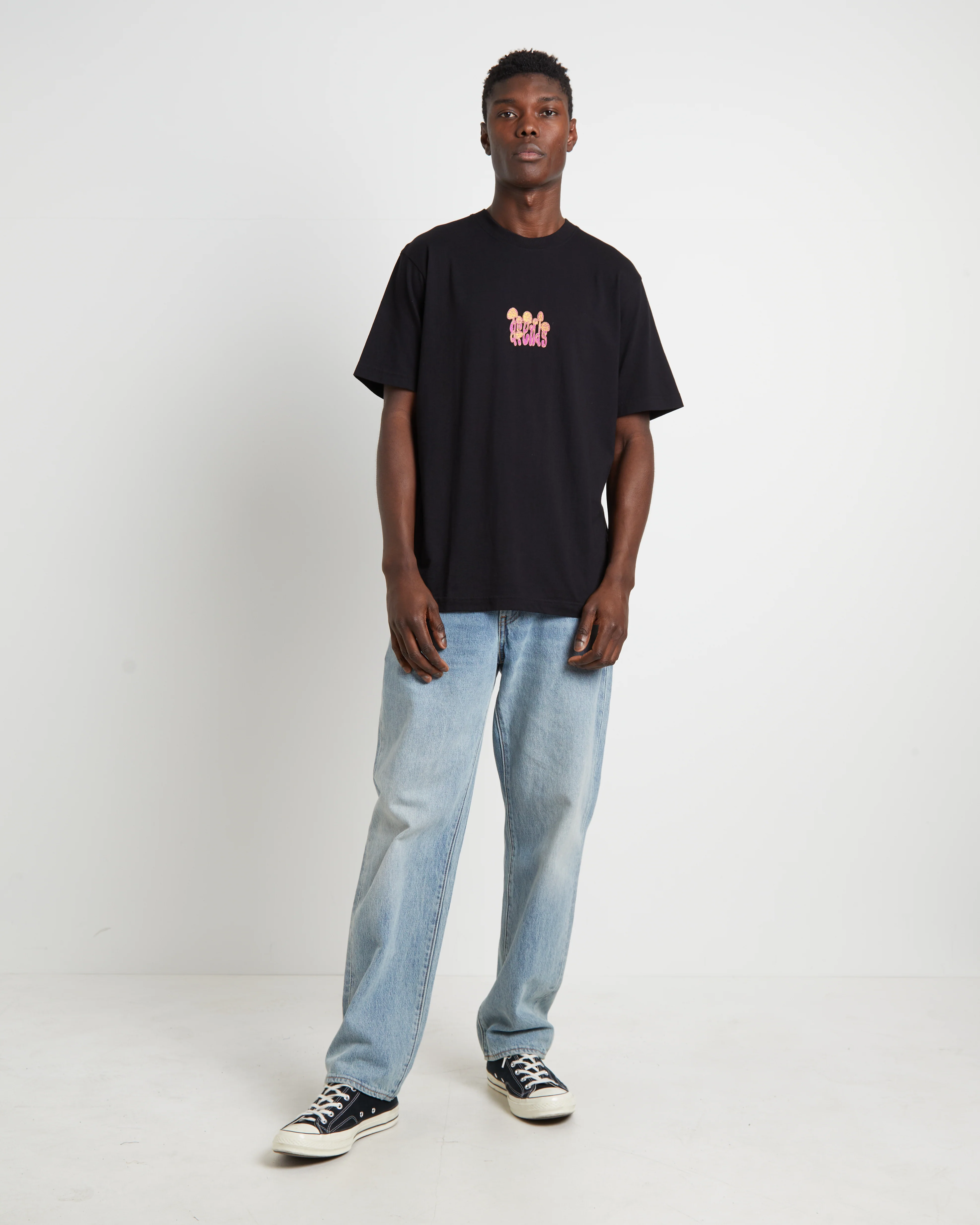 Psychedelic Retro Fit Short Sleeve T-Shirt in Black - Image 3