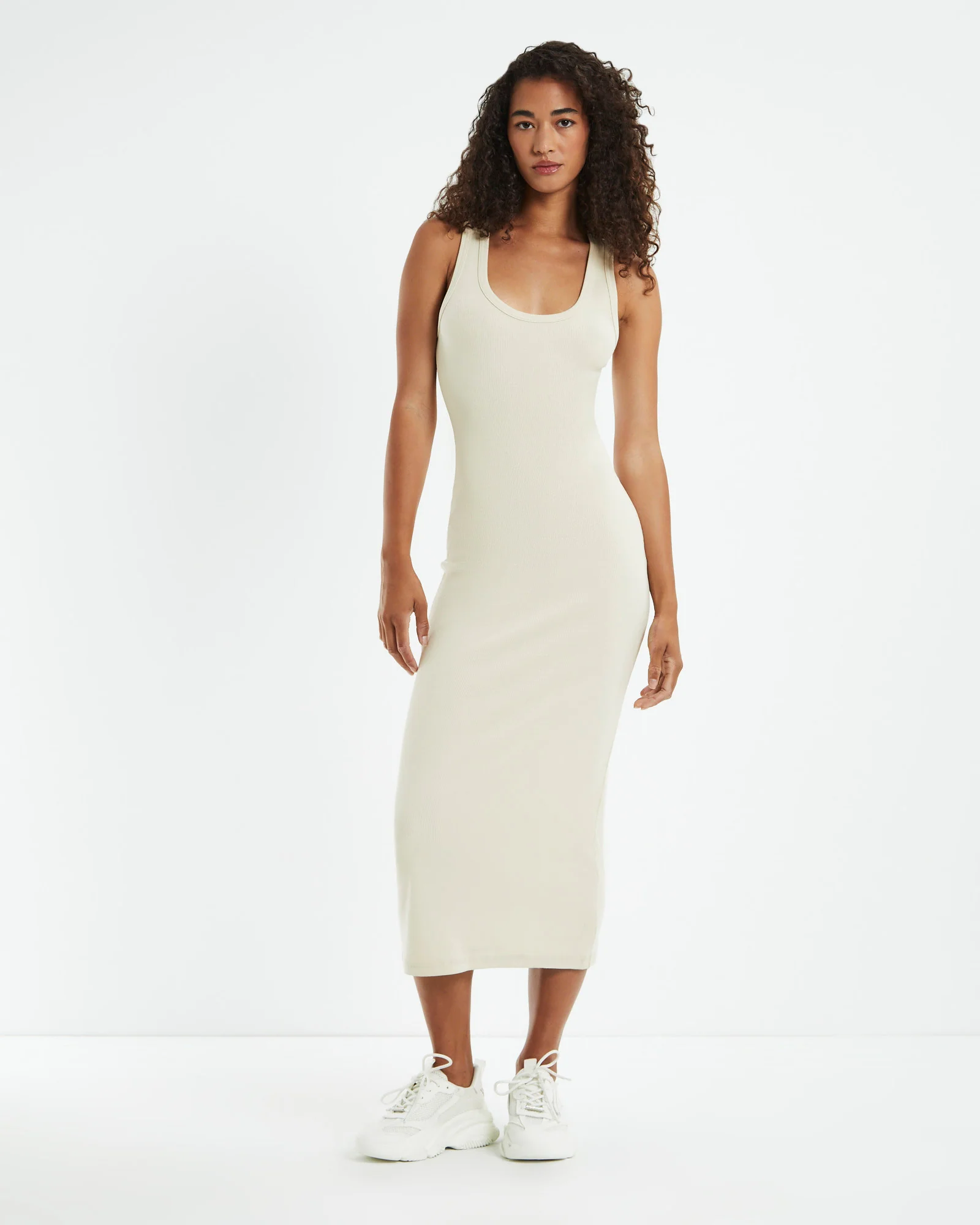 Racer Back Midi Dress Stone