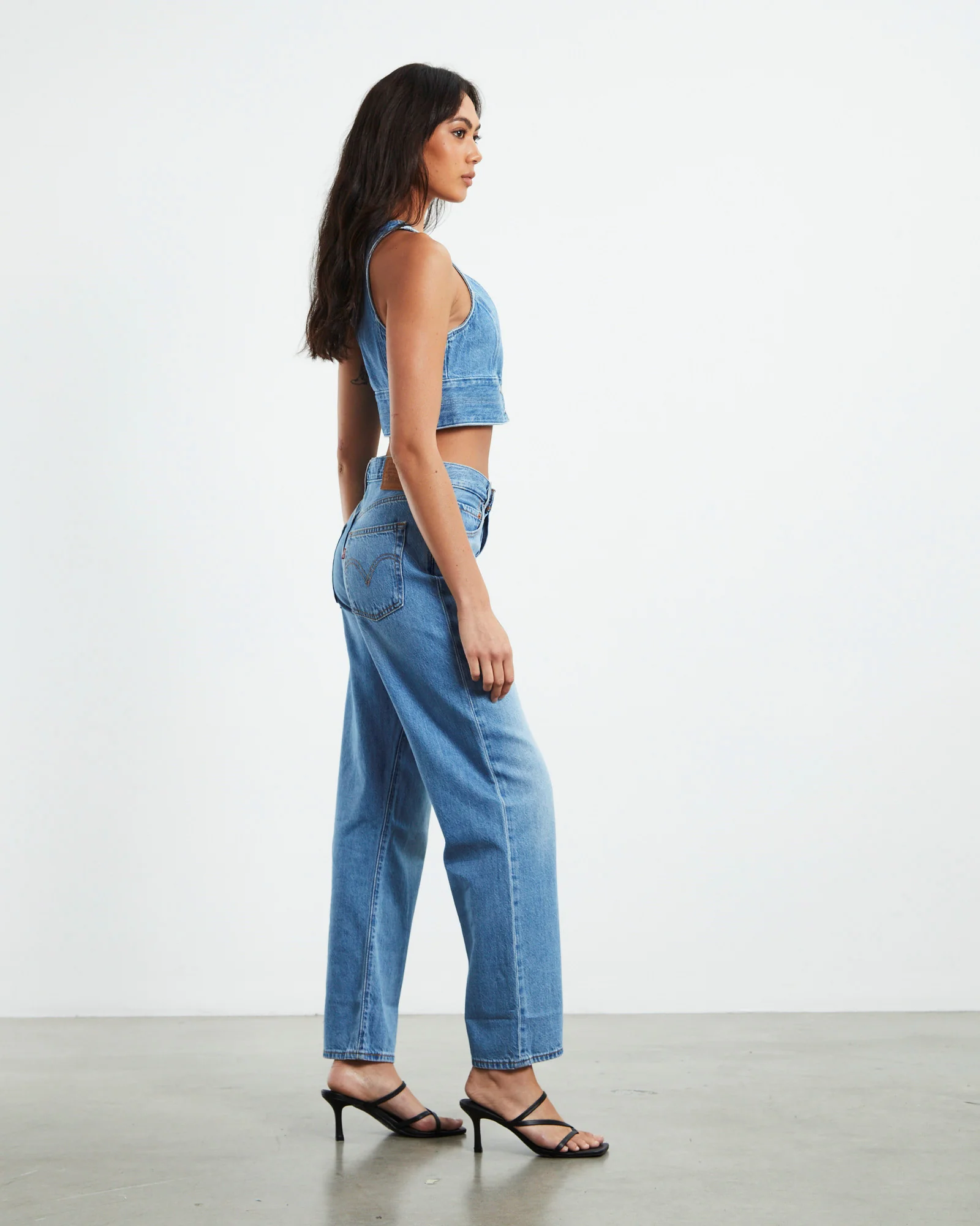 Raine Denim Crop Top Blue - Image 4
