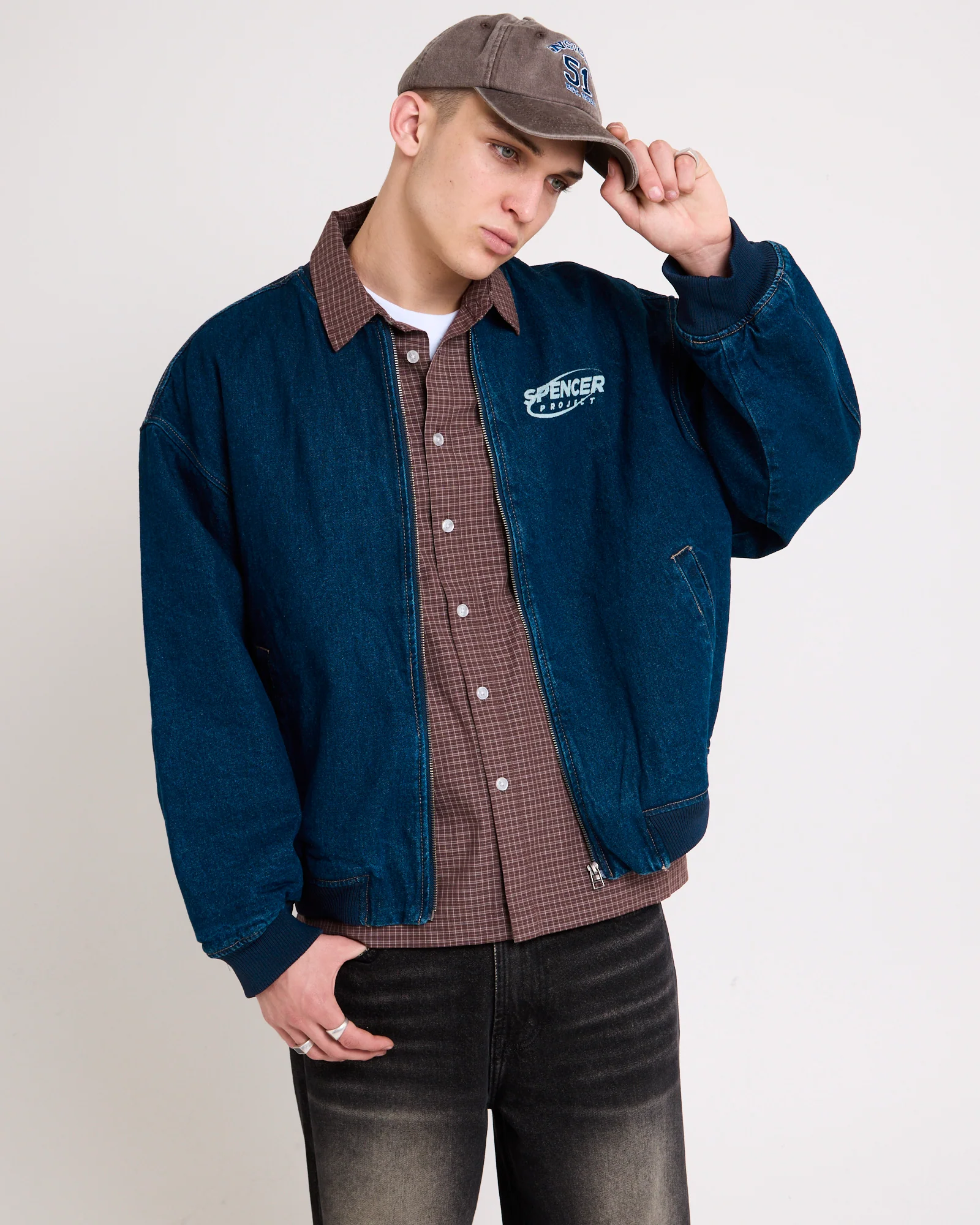 Raven Denim Bomber Jacket - Image 2