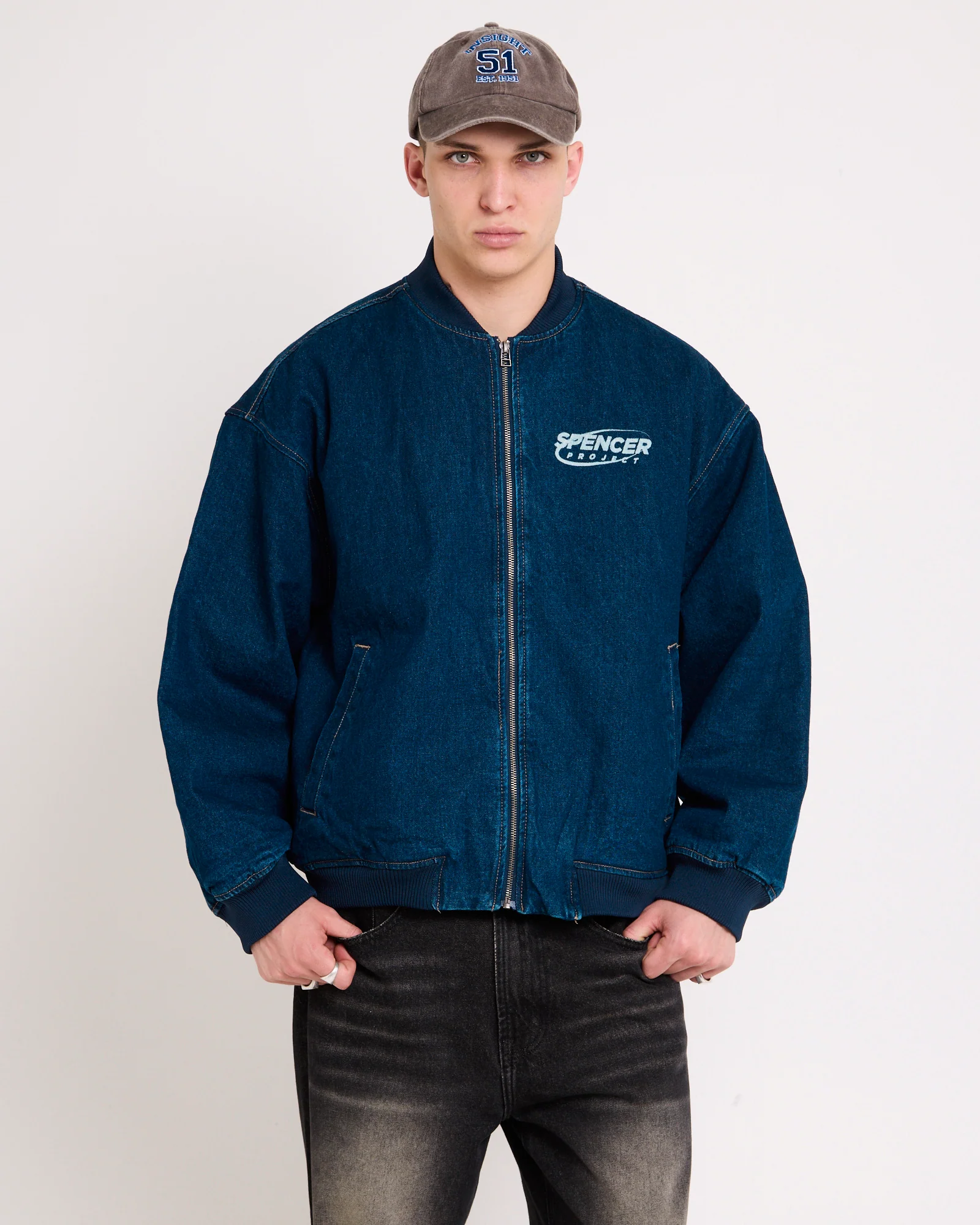 Raven Denim Bomber Jacket - Image 3