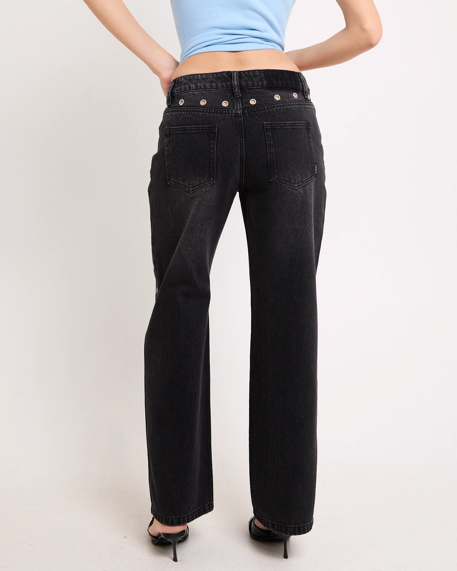 Razor Eyelet Straight Denim Jeans - Image 2