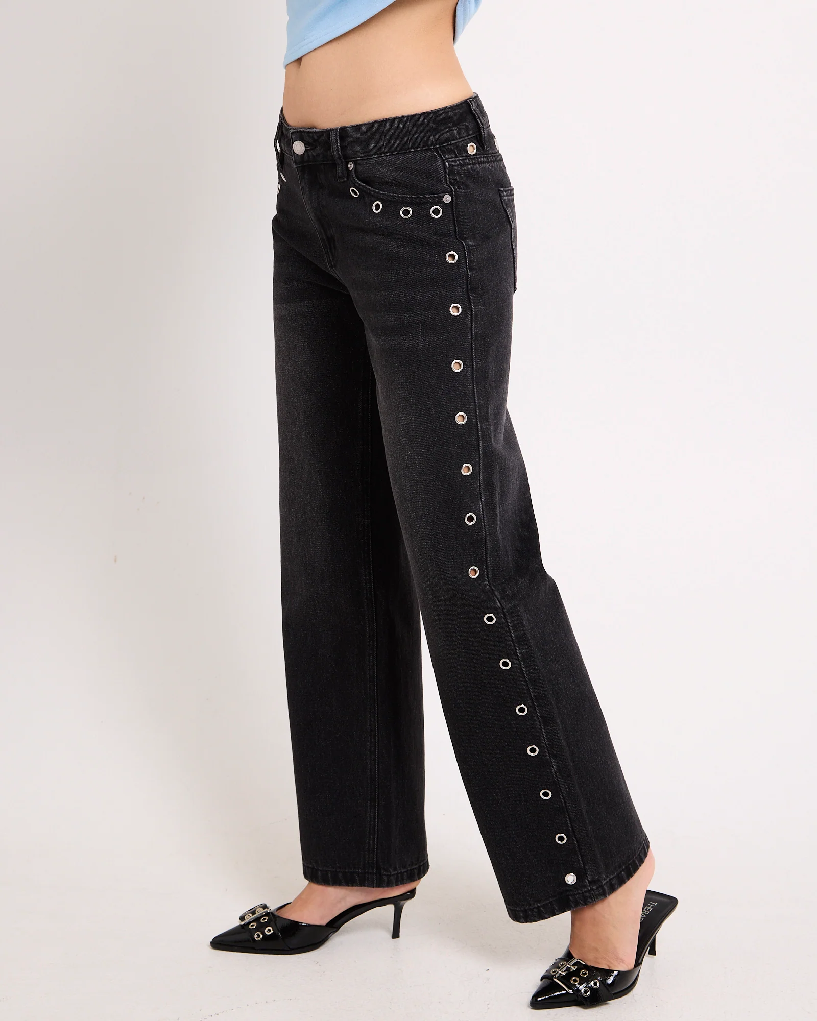 Razor Eyelet Straight Denim Jeans - Image 4