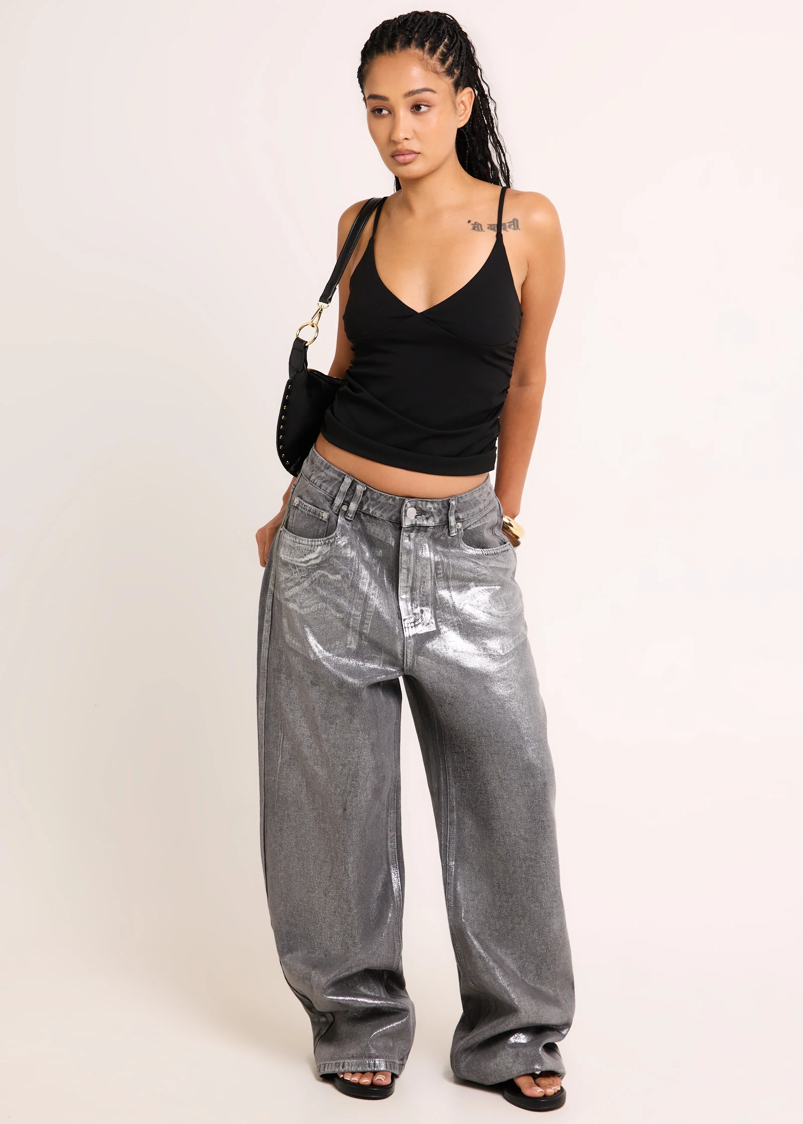 Razor Metallic Straight Denim Jeans
