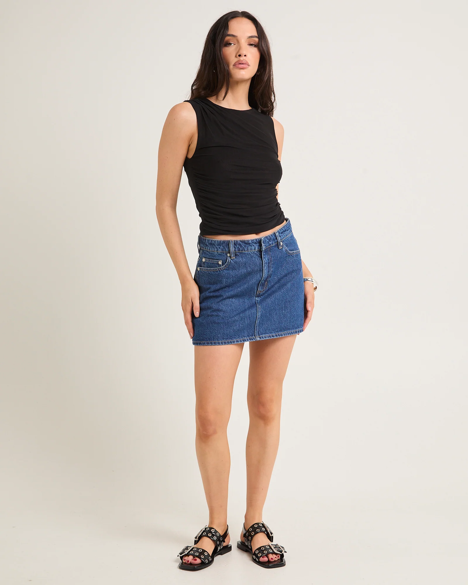 Relaxed Denim Mini Skirt - Image 3