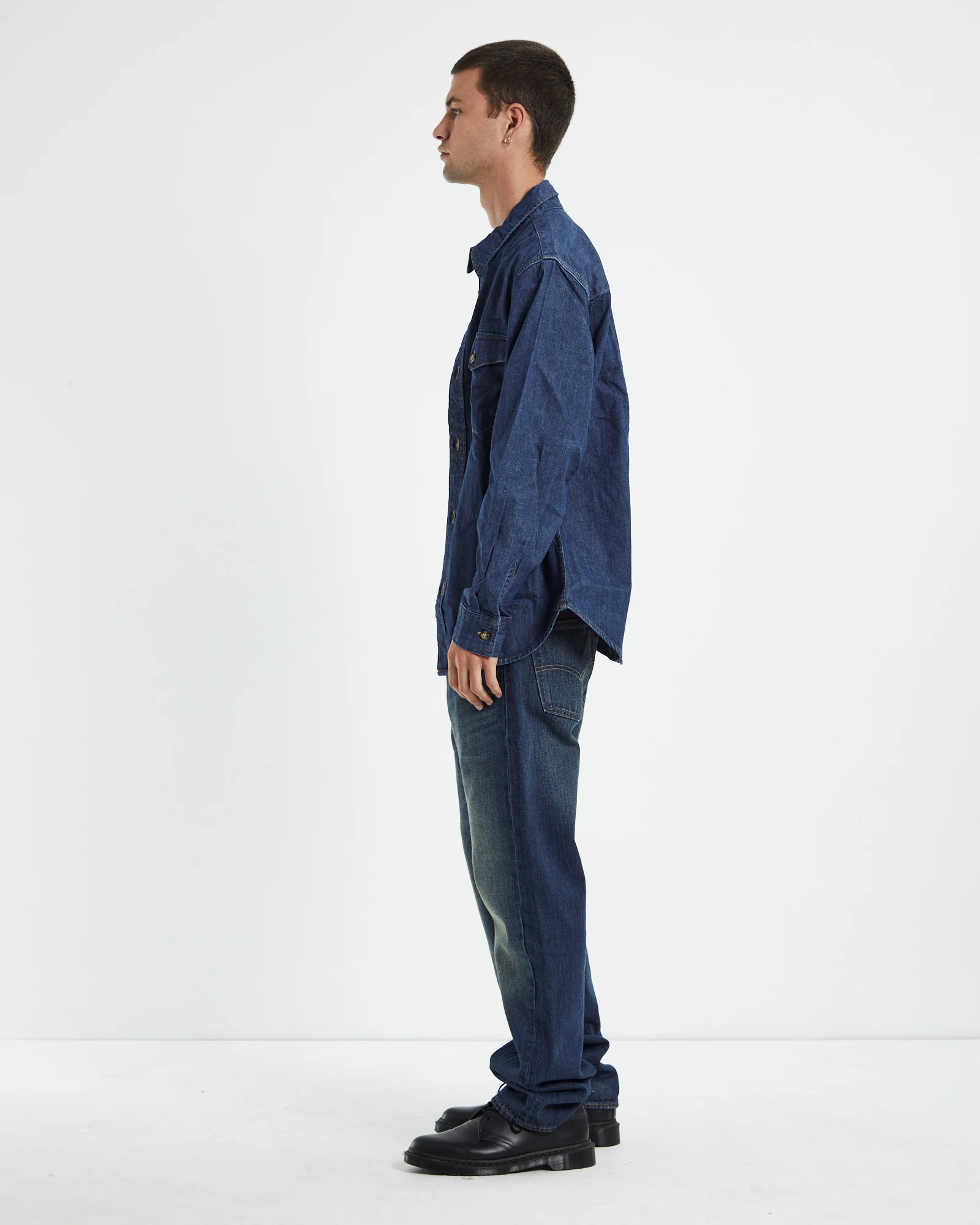 Relaxed Fit Western Long Sleeve Shirt Revere Blue - Image 4