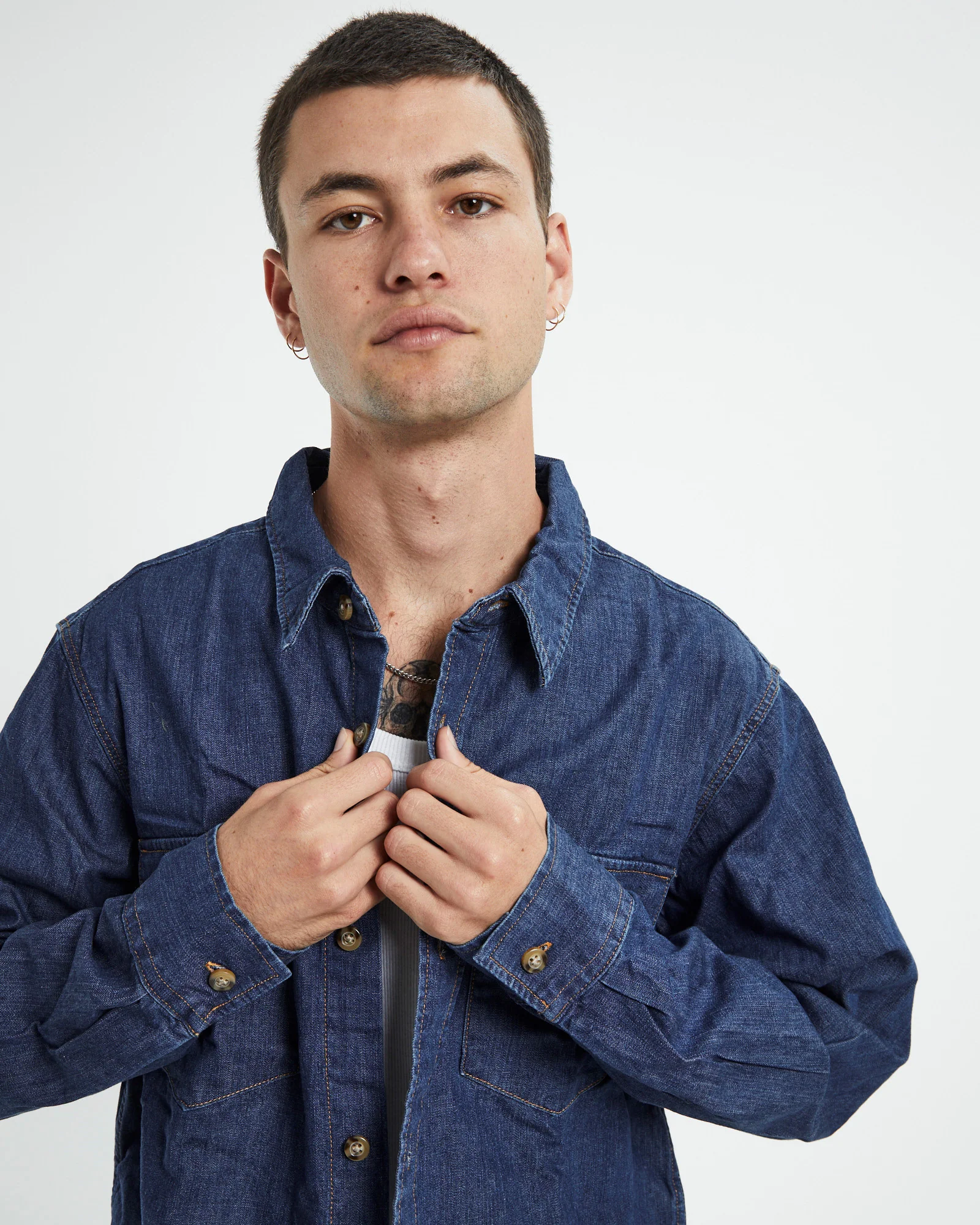 Relaxed Fit Western Long Sleeve Shirt Revere Blue - Image 5