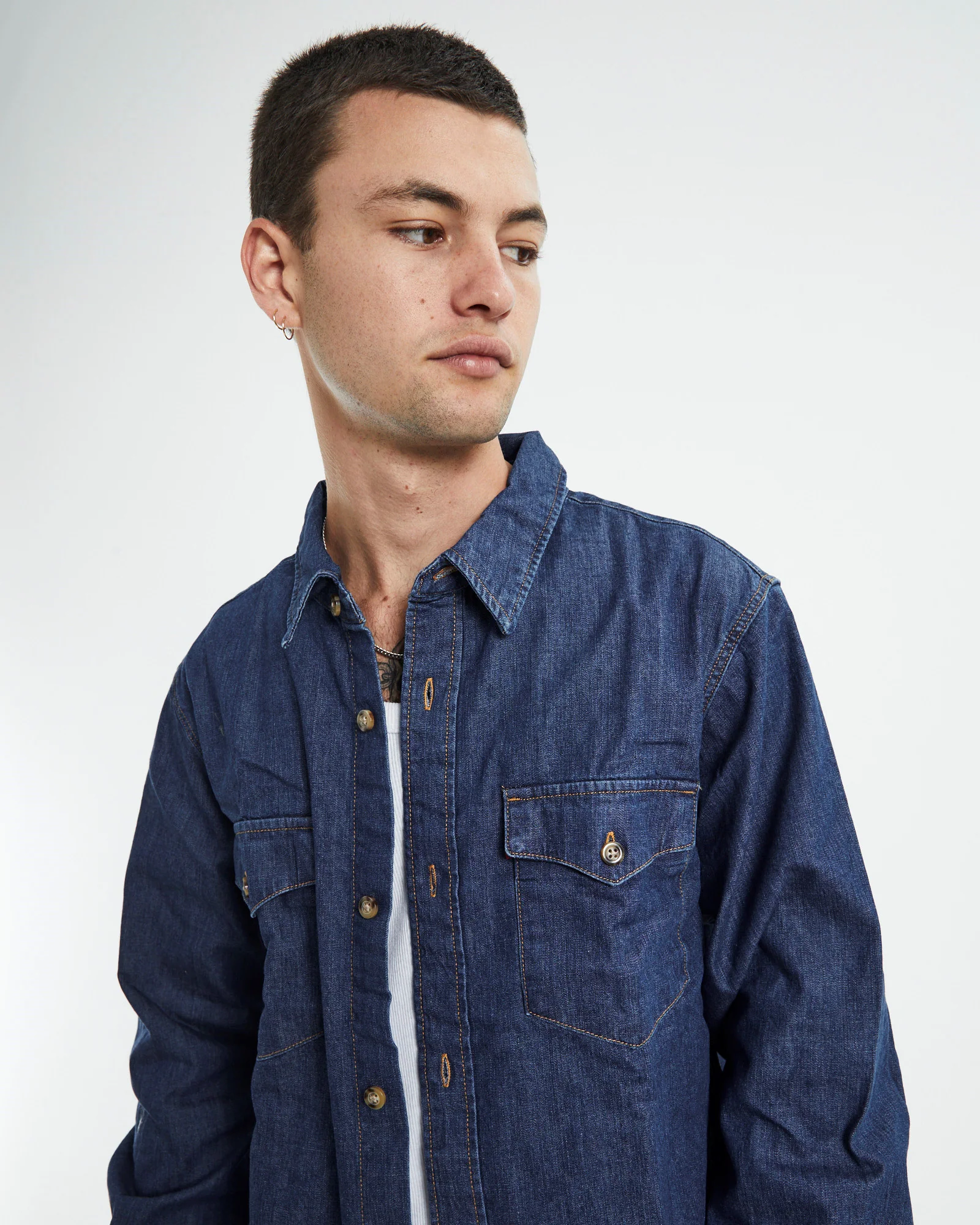 Relaxed Fit Western Long Sleeve Shirt Revere Blue - Image 6