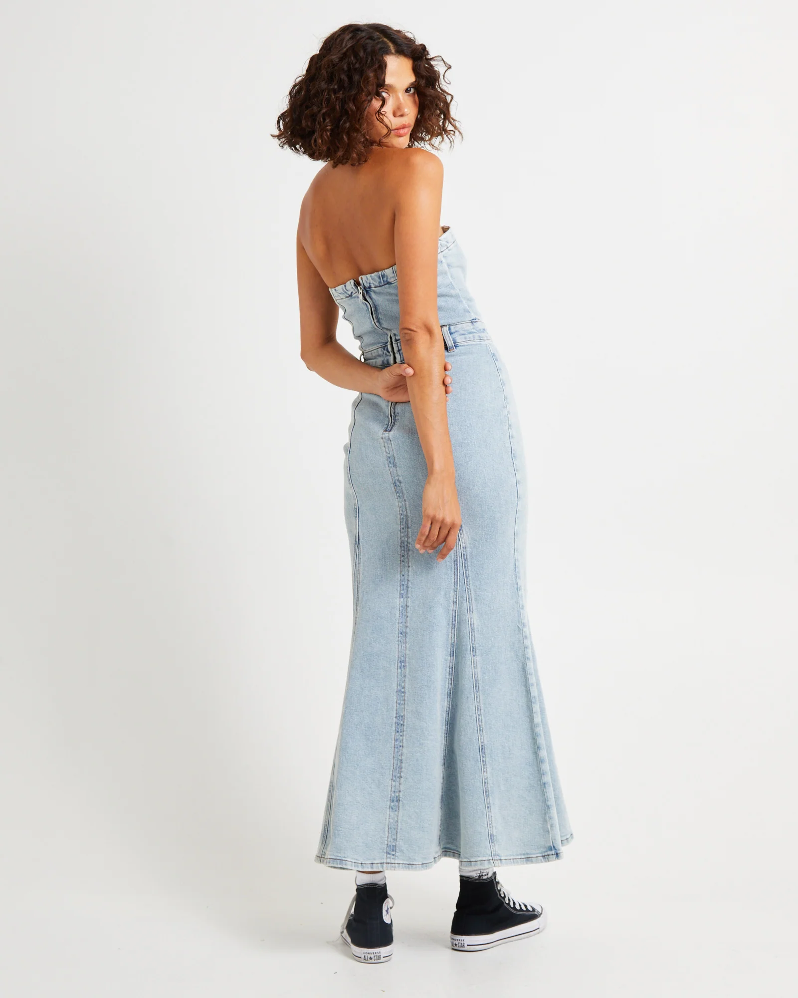 Rendezvous Fishtail Maxi Denim Dress - Image 2