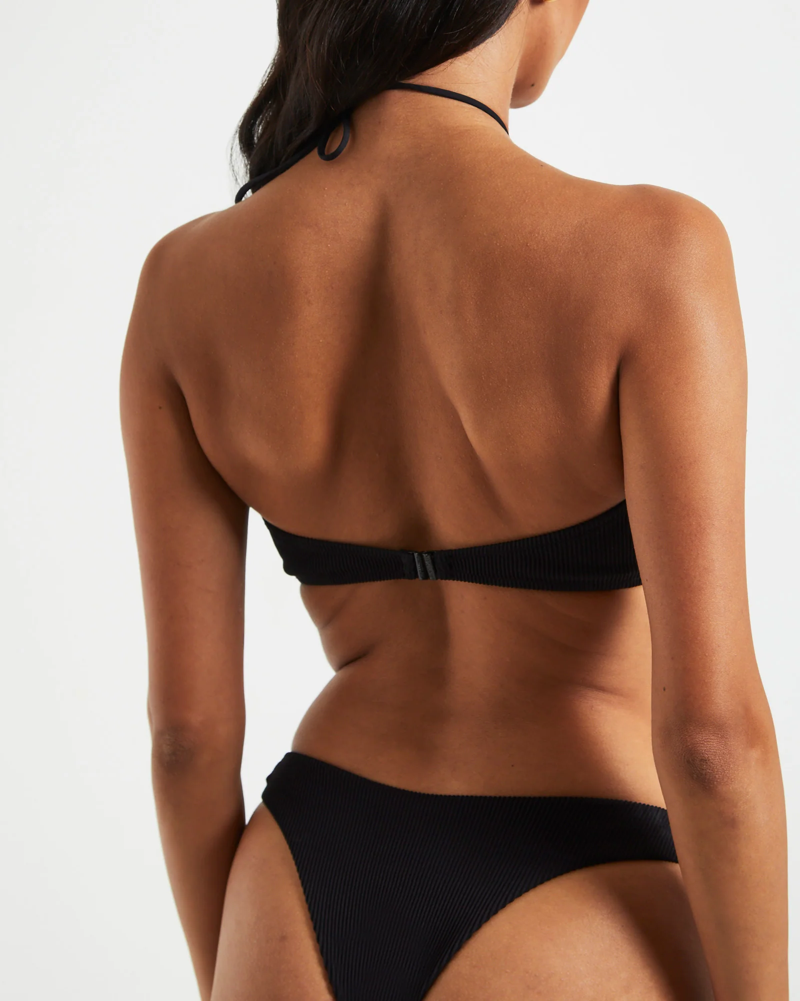 Rib Cross Front Bikini Top in Black - Image 7