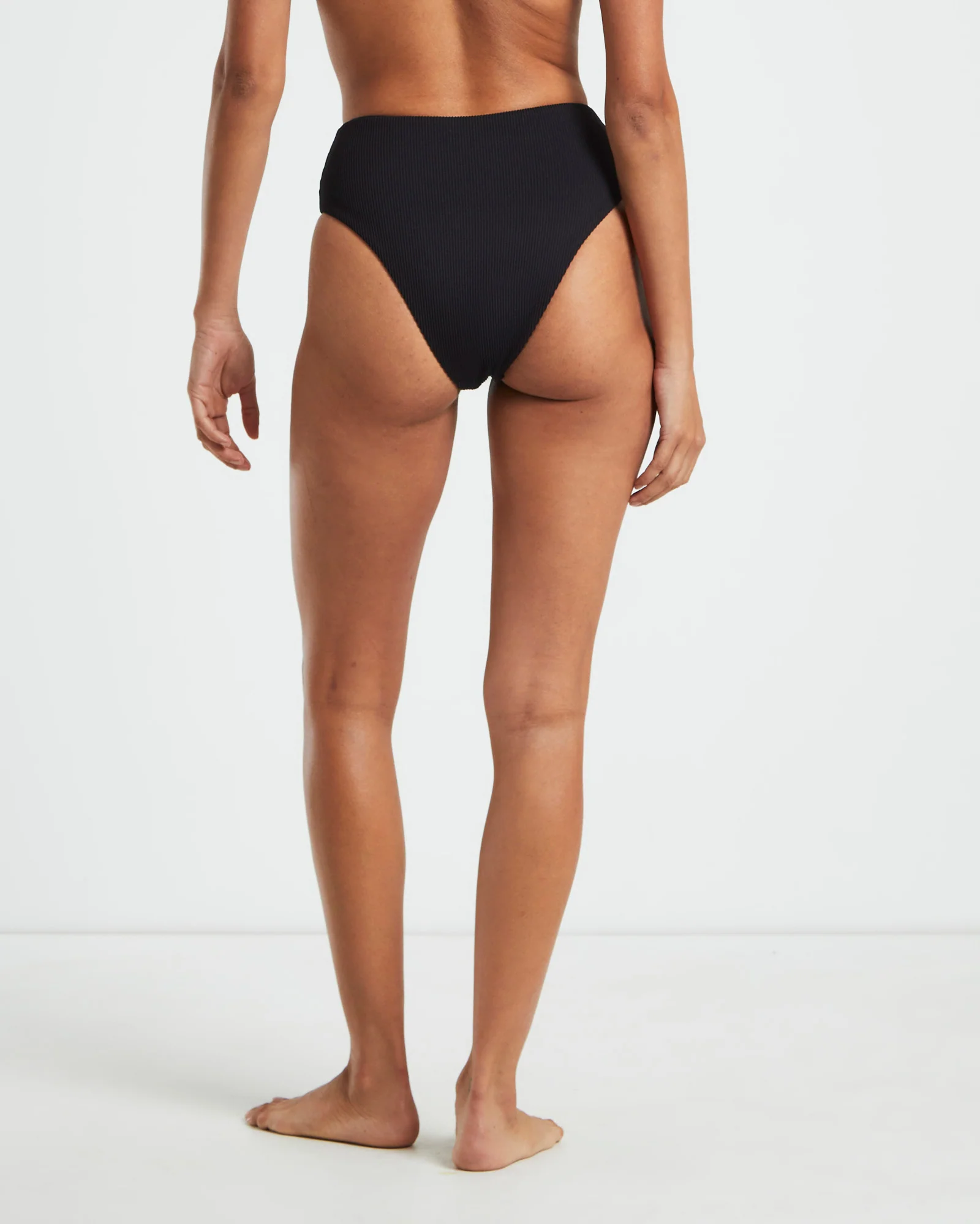 Rib High Waisted Bottoms in Black - Image 2