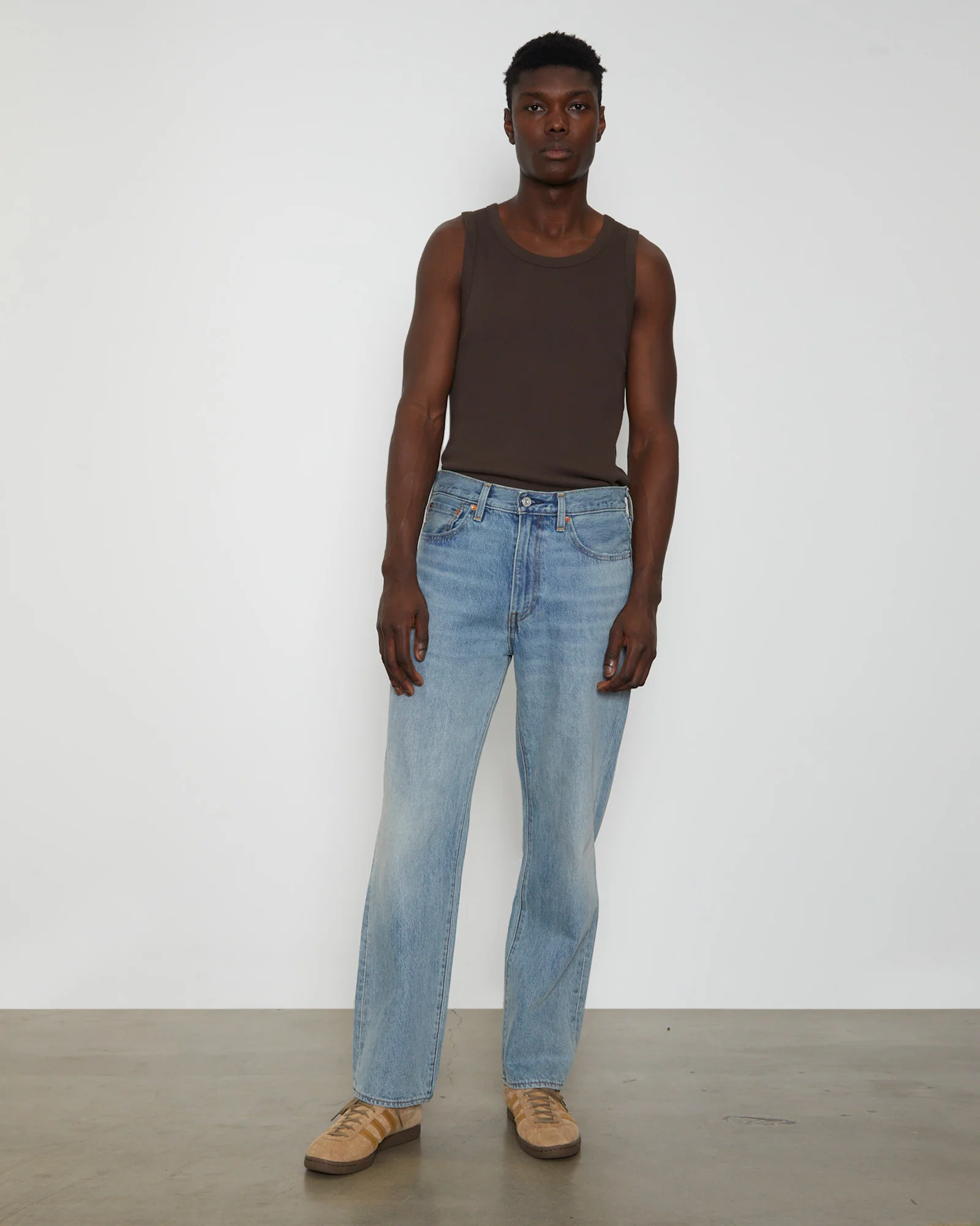 Rib Singlet in Umber Brown - Image 4
