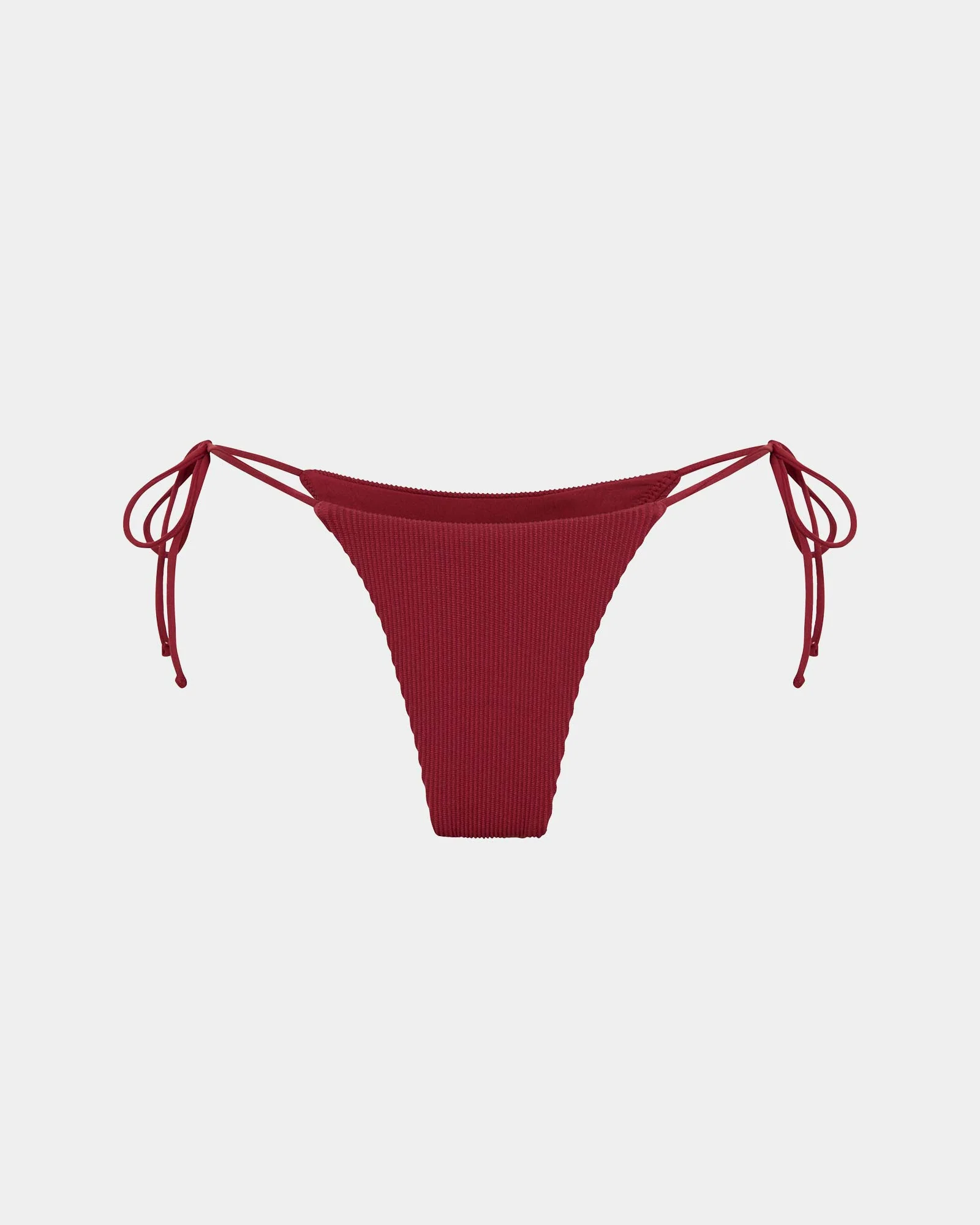 Rib Skinny Strap Tie Side Bikini Bottom