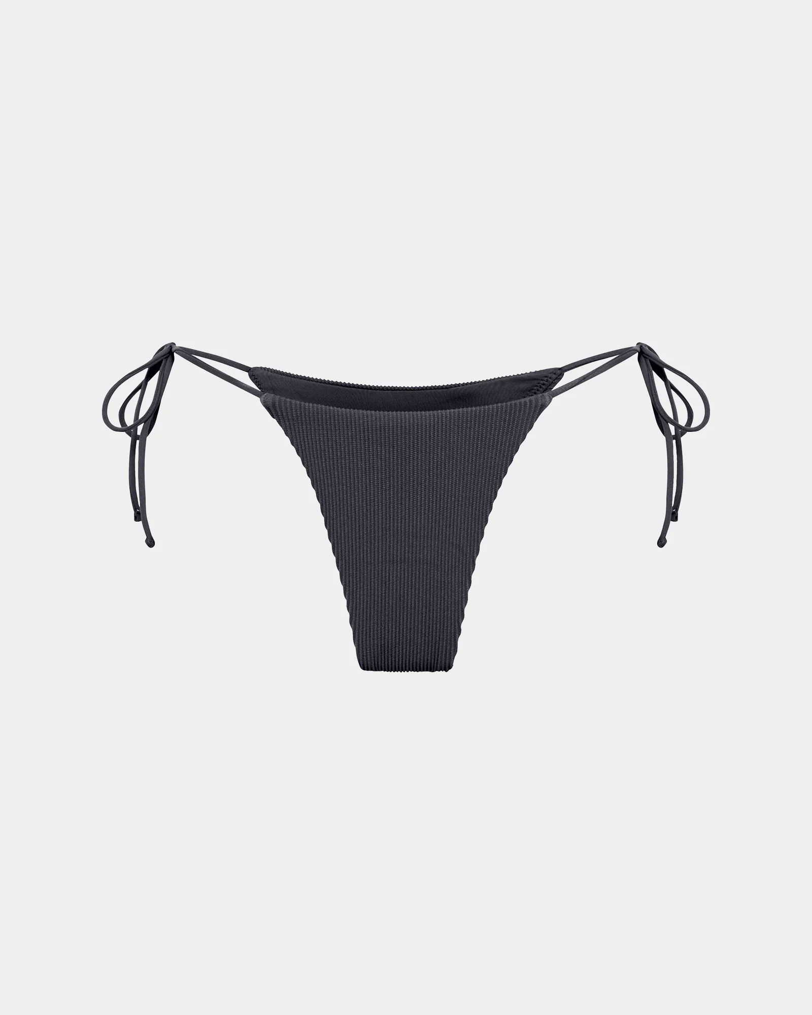 Rib Skinny Strap Tie Side Bikini Bottom