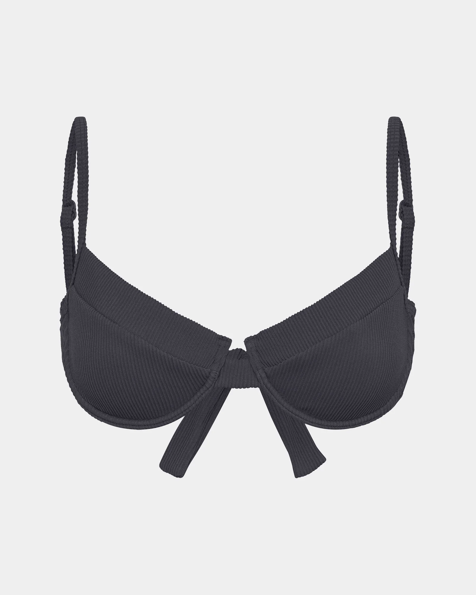 Rib Underwire Tie Back Bikini Top - Image 3