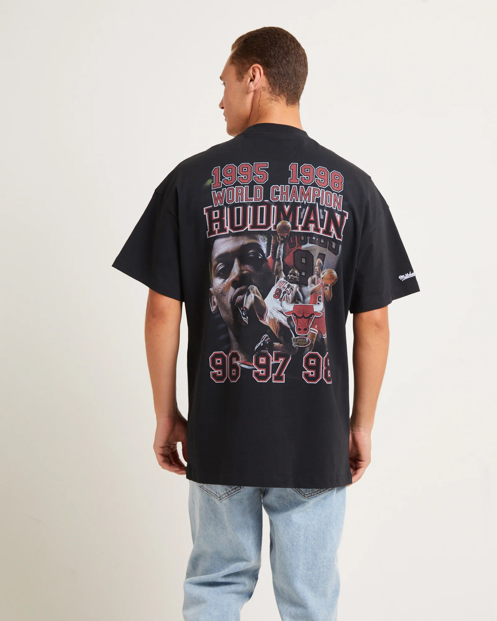 Rodman Photo Short Sleeve T-Shirt in Faded Black - Image 2