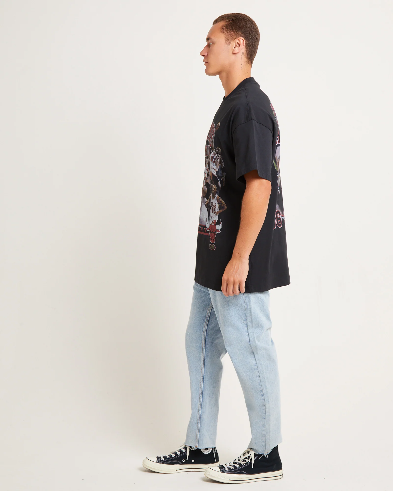 Rodman Photo Short Sleeve T-Shirt in Faded Black - Image 4
