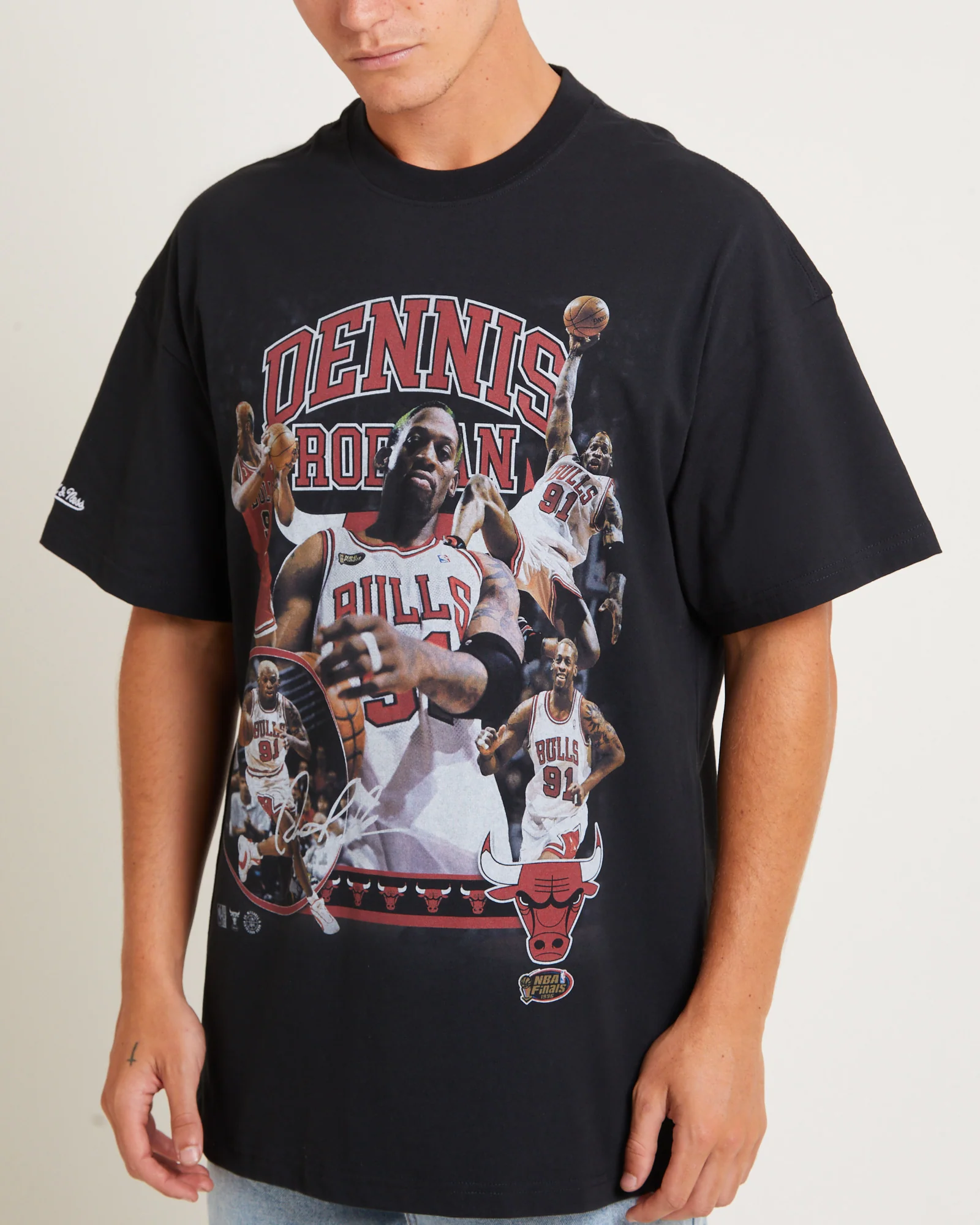 Rodman Photo Short Sleeve T-Shirt in Faded Black - Image 5