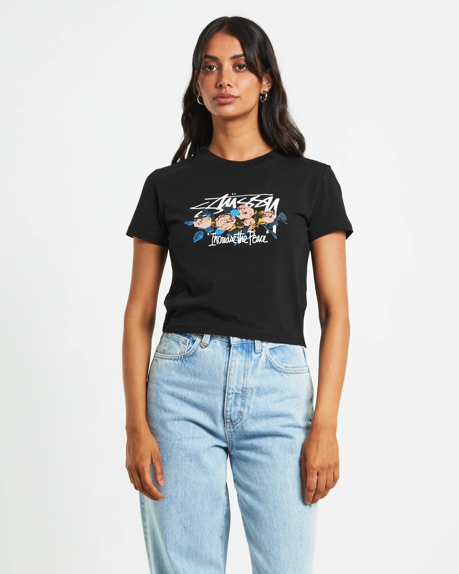 Rose Slim Short Sleeve T-Shirt in Black