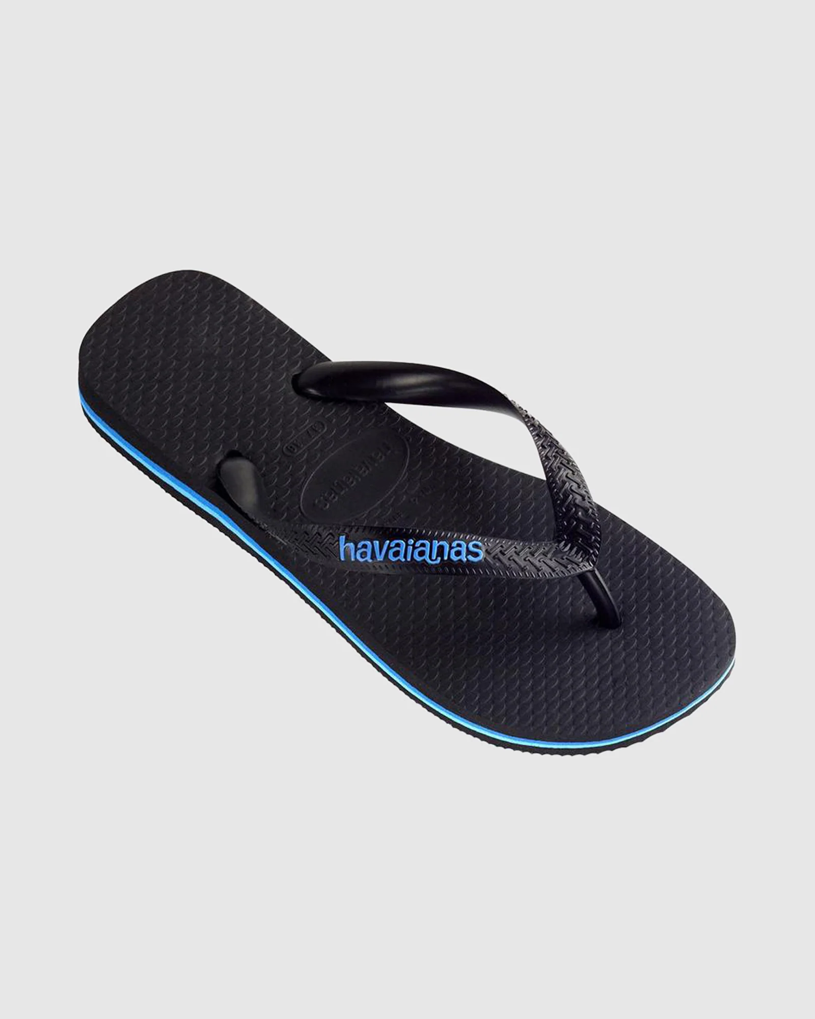 Rubber Logo Thongs Black/Blue