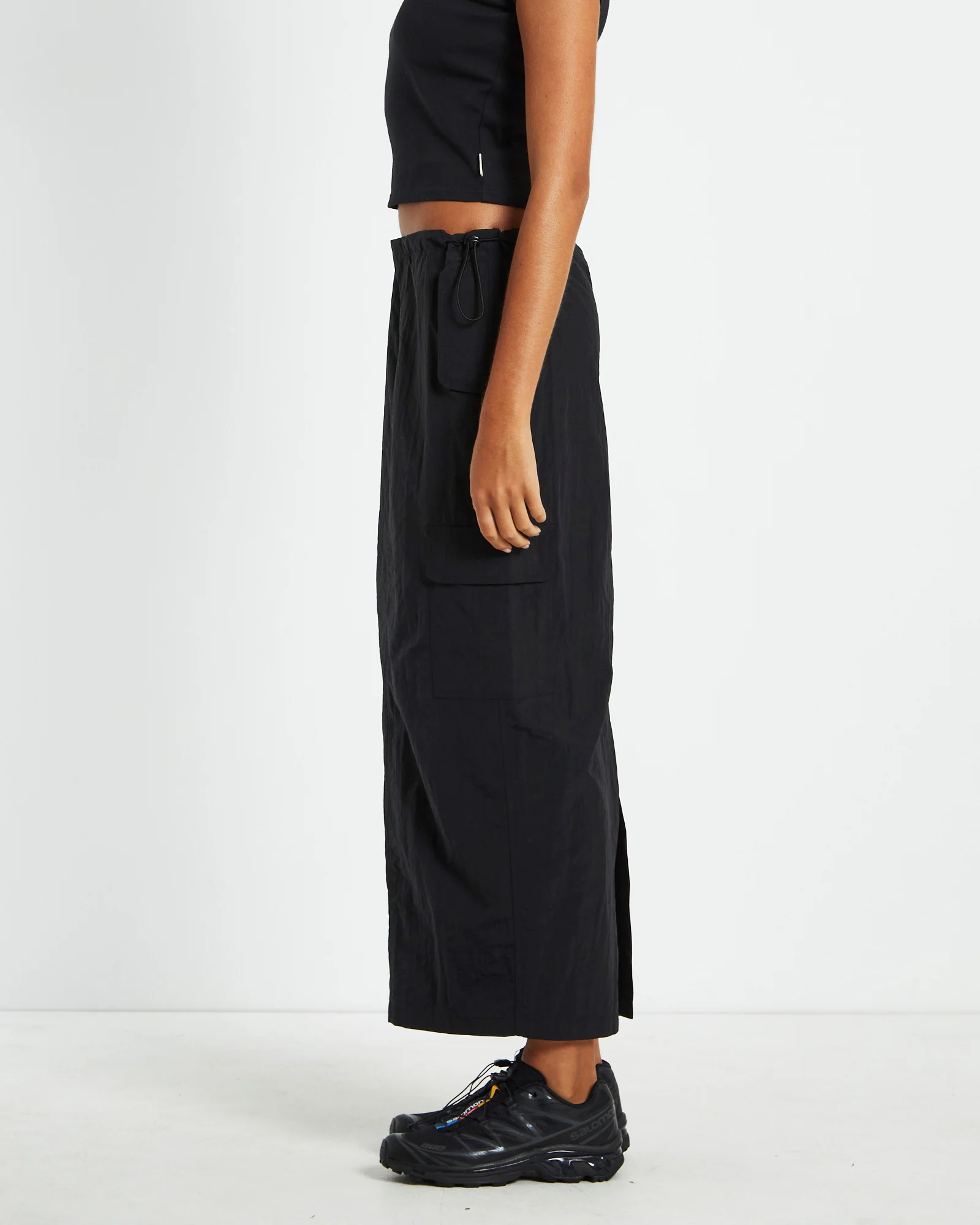 Ruby Multi Pocket Cargo Maxi Skirt Black - Image 4