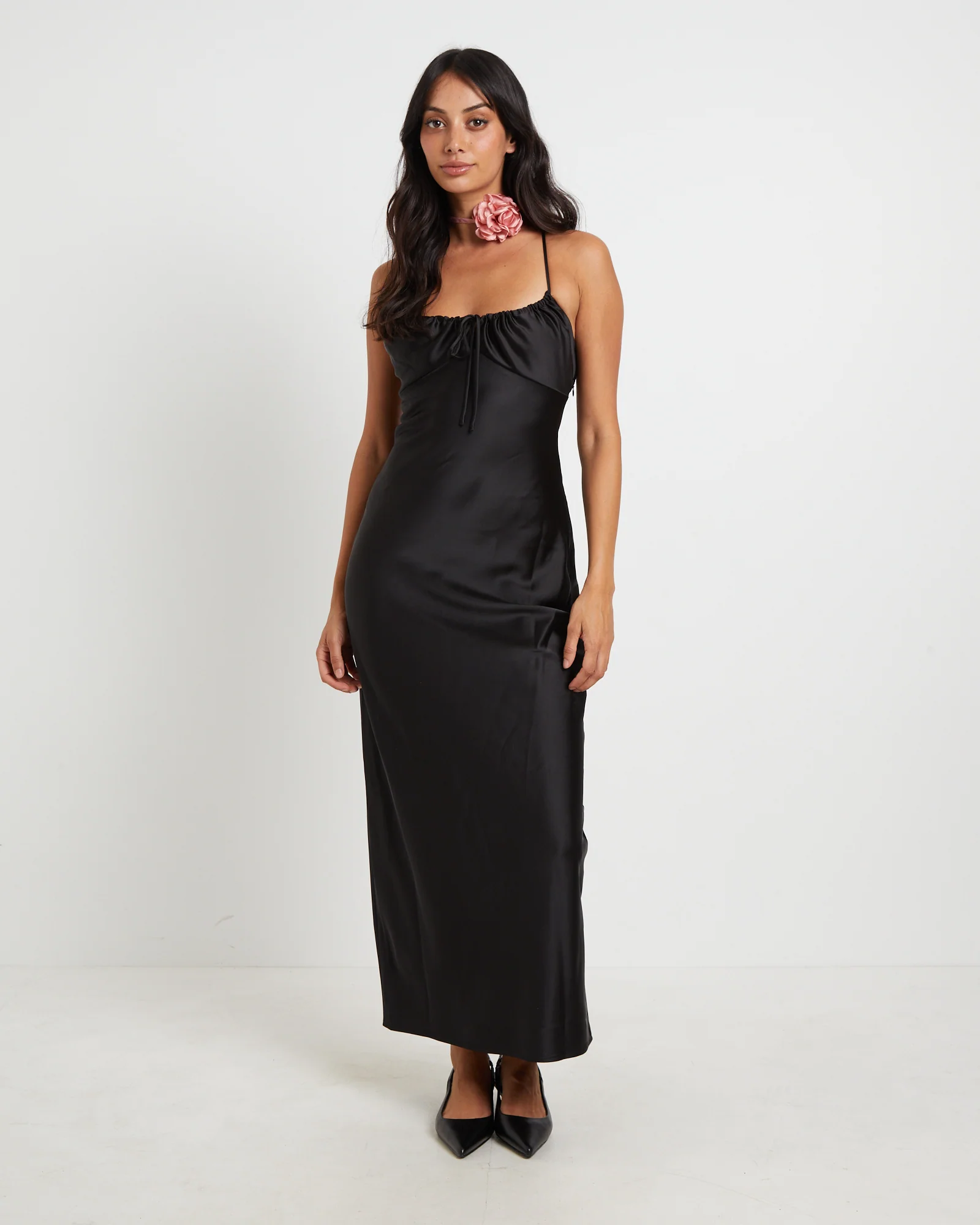 Ruby Romantic Maxi Slip Dress in Black - Image 3