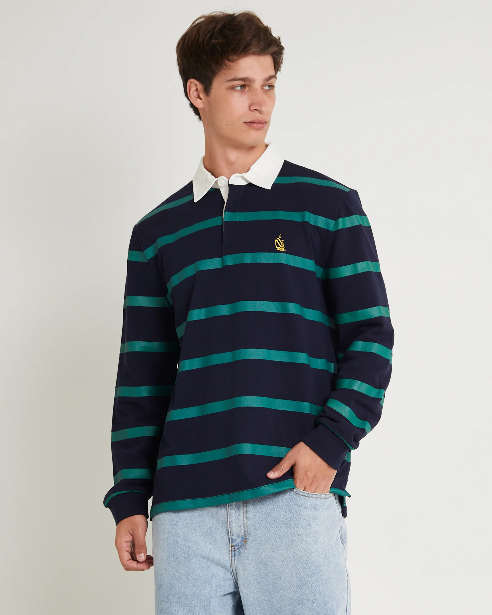 Rugby Stripe Long Sleeve Polo