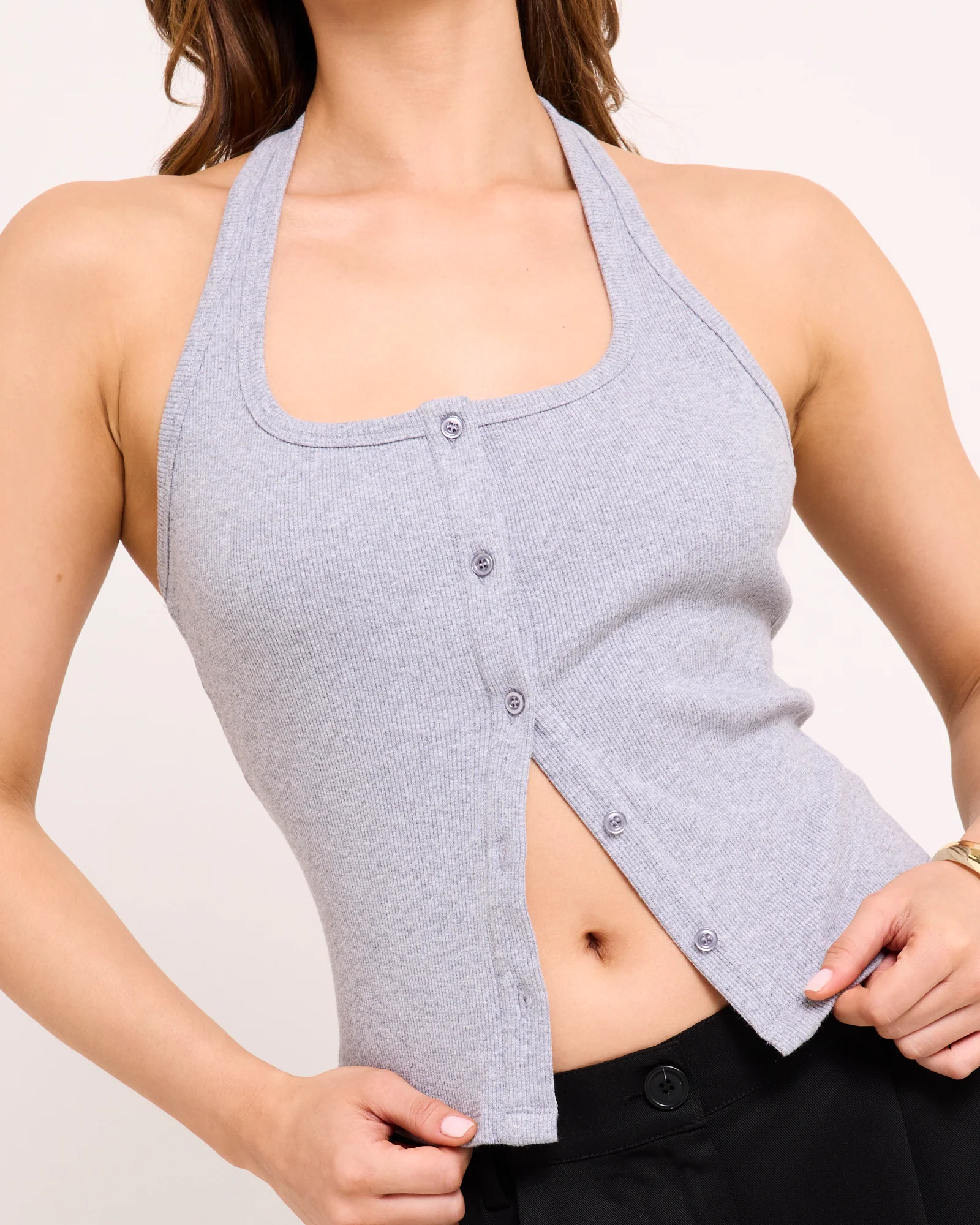 Saga Rib Button Halter Tank - Image 5