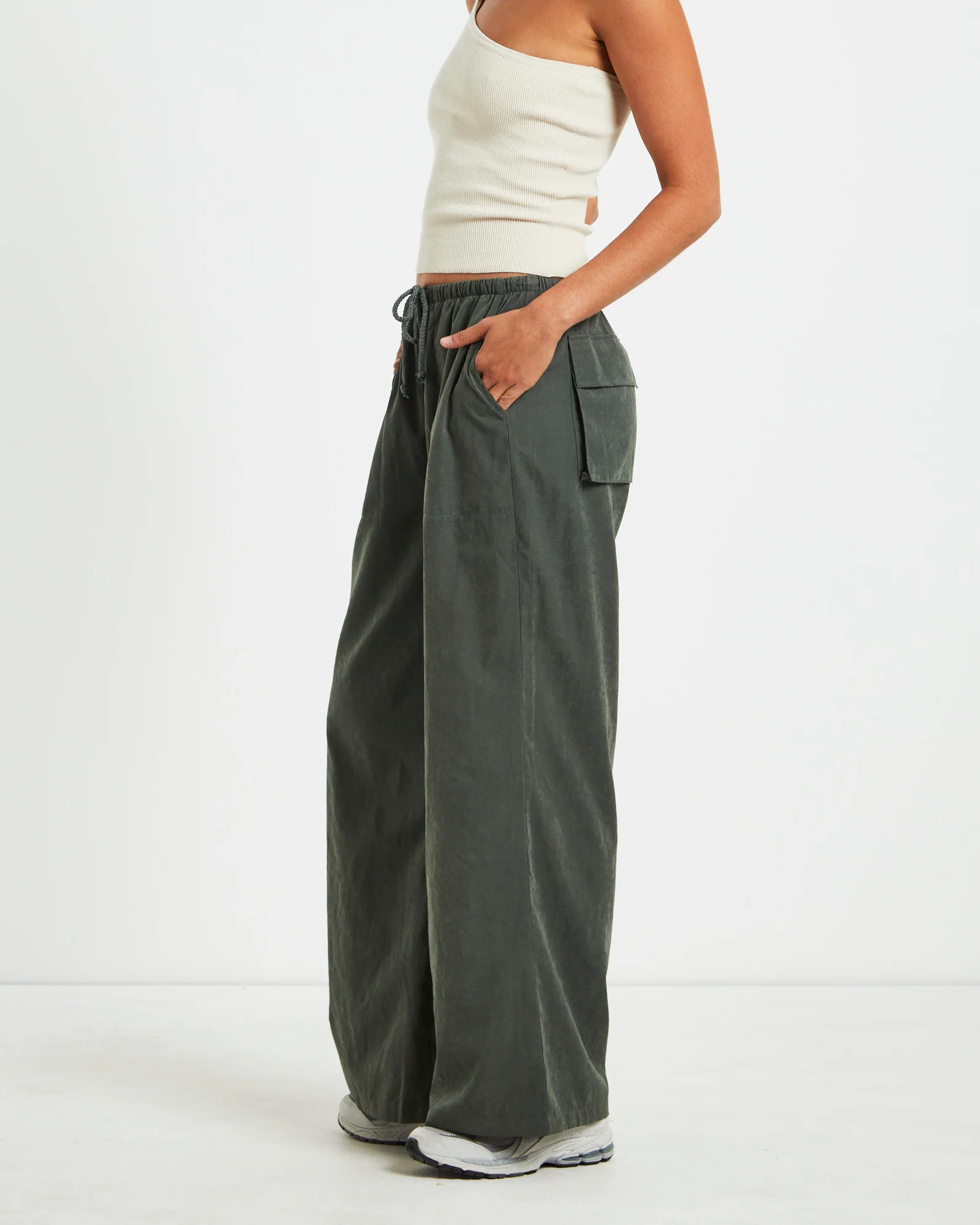 Sahara Soft Drape Coastal Pant Deep Green - Image 3