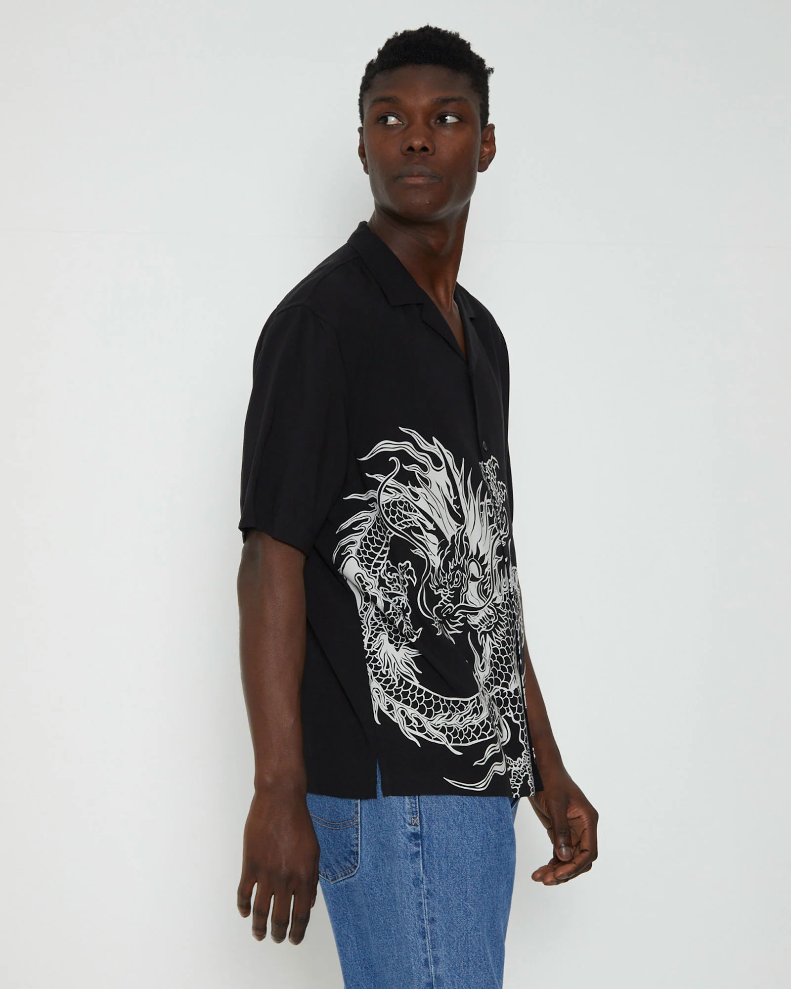 Saigon Short Sleeve Resort Shirt in Black - Image 4