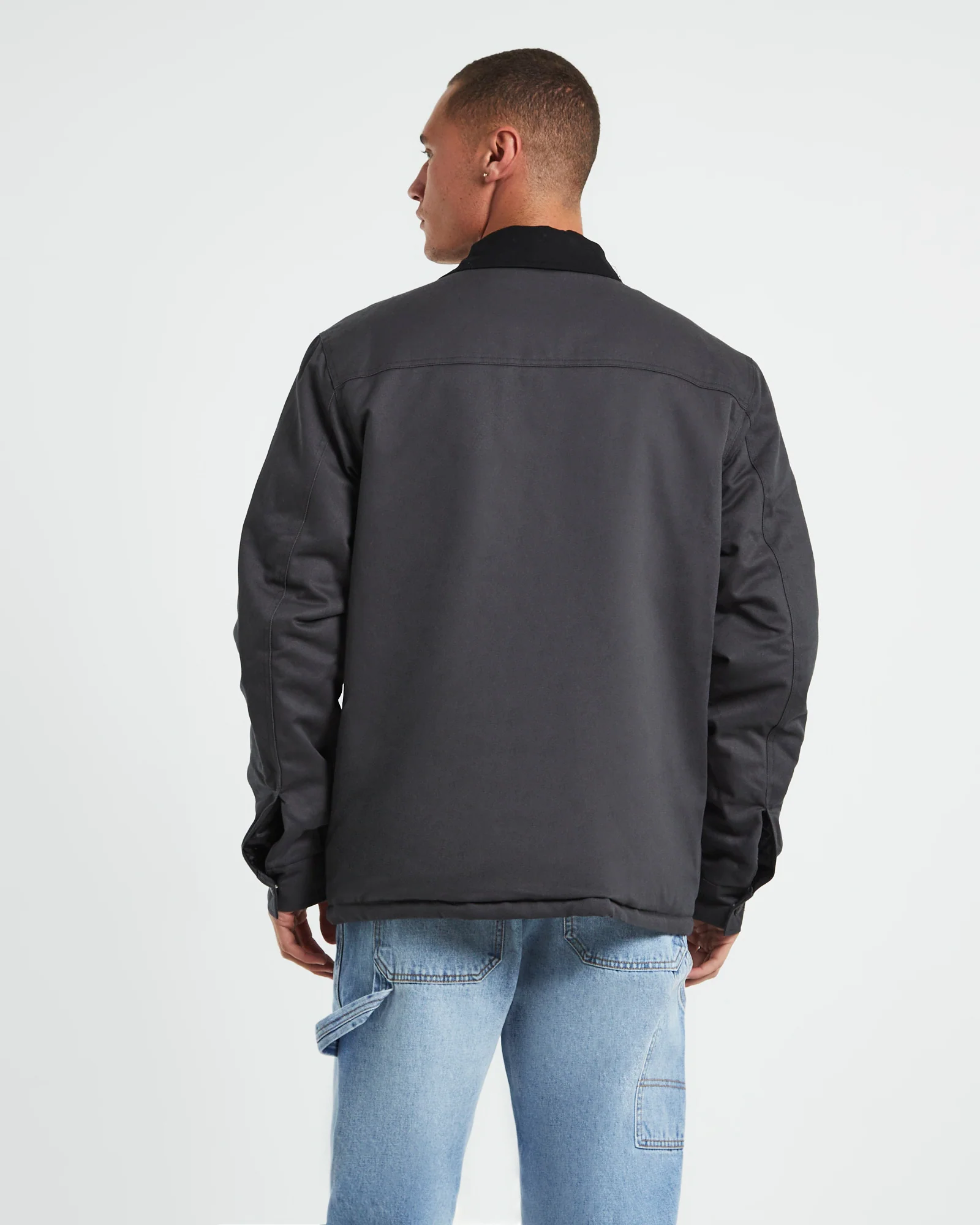Samo Zip Overshirt Jacket in Charcoal Grey - Image 2