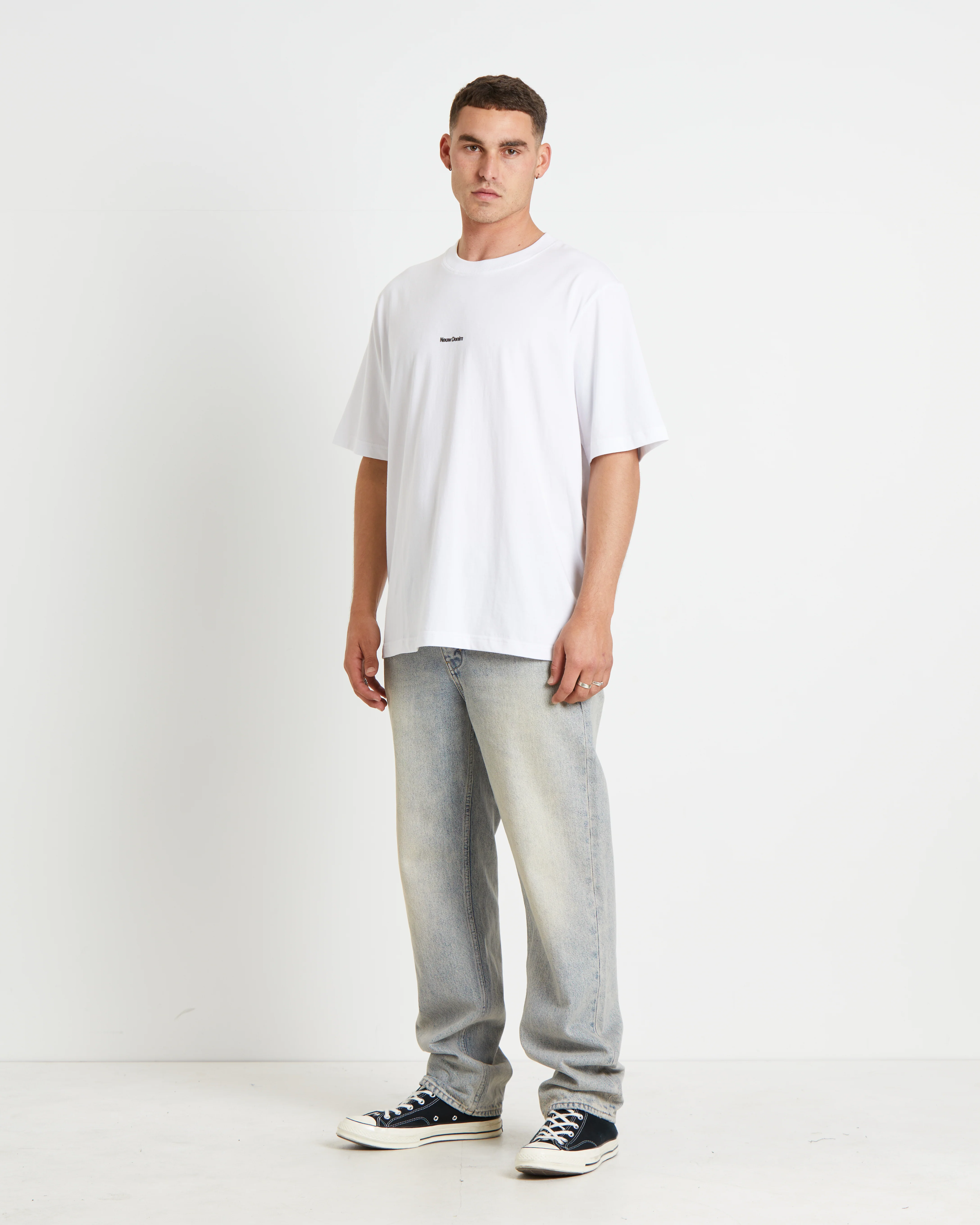 Sano Neuw Denim Logo Short Sleeve T-Shirt in White - Image 3