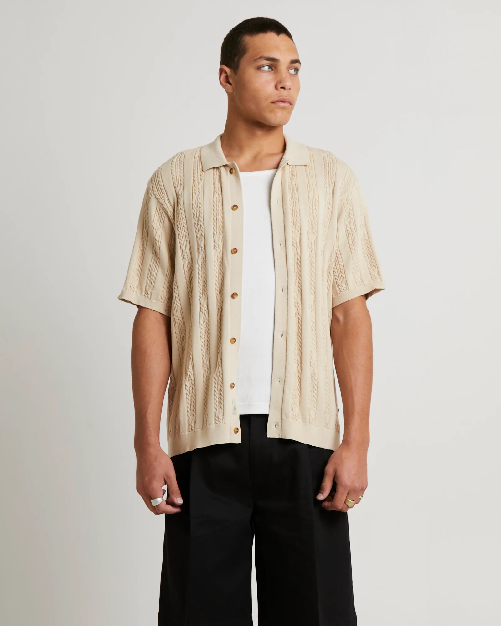 Santis Short Sleeve Cable Knit Shirt
