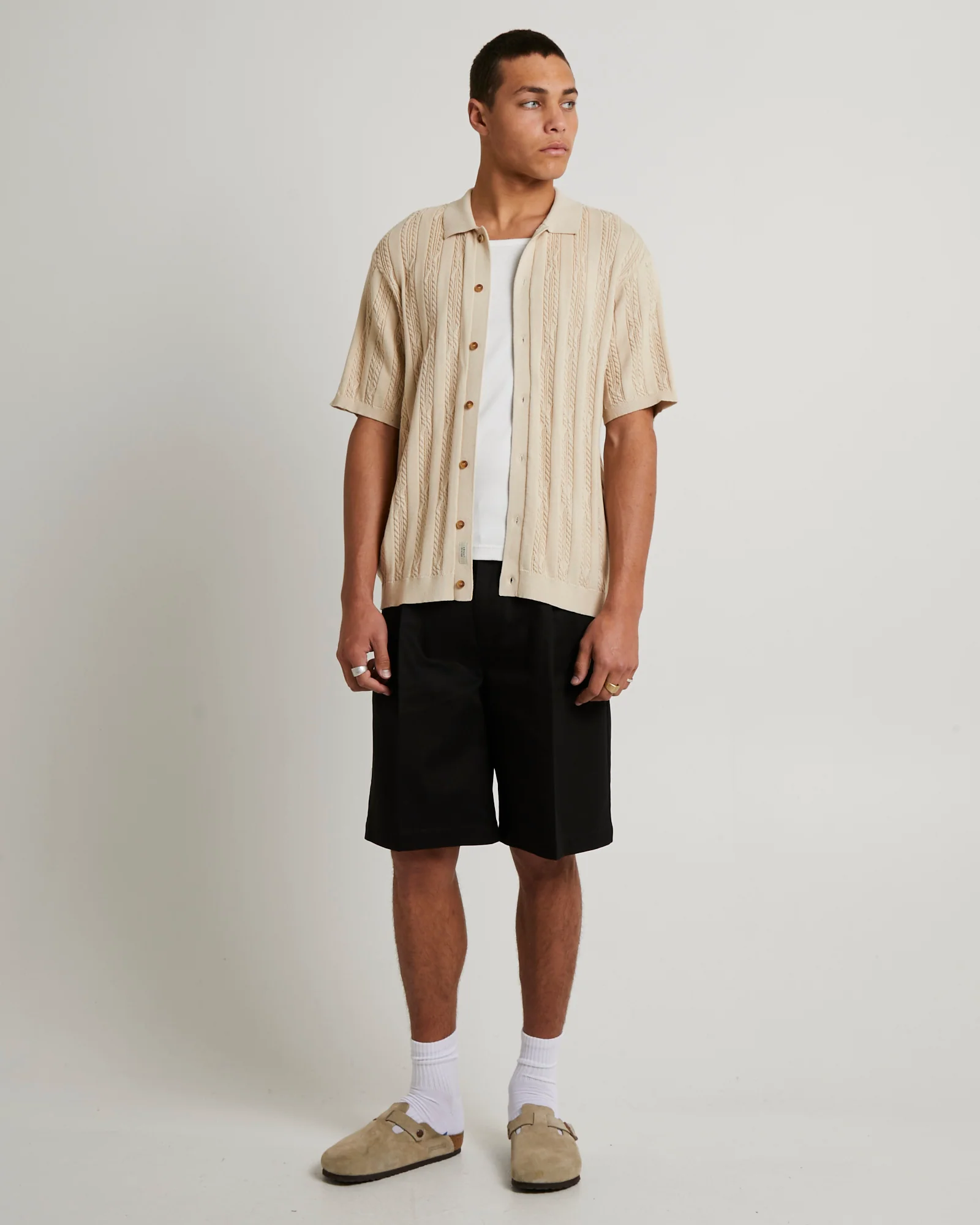 Santis Short Sleeve Cable Knit Shirt - Image 3