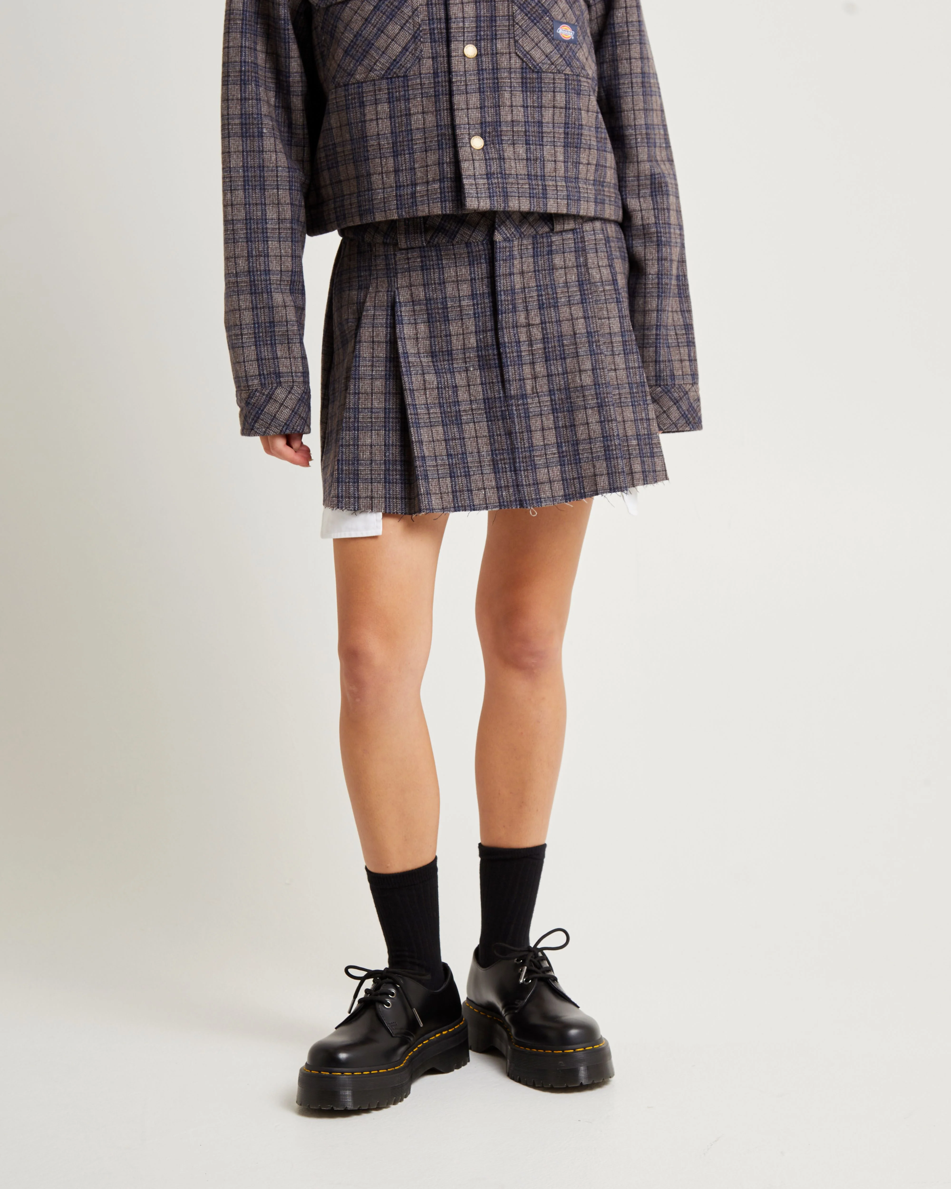 Savannah Mini Skirt Navy Plaid